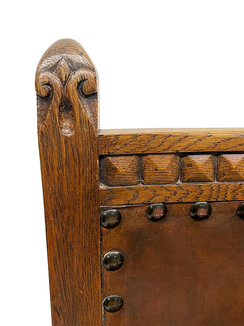 Holländischer Art Deco Sessel aus Eiche und Leder, 1920er Jahre im Angebot 3
