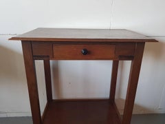 Dutch Art Deco Oak Side Table with Drawer from the 1920s
