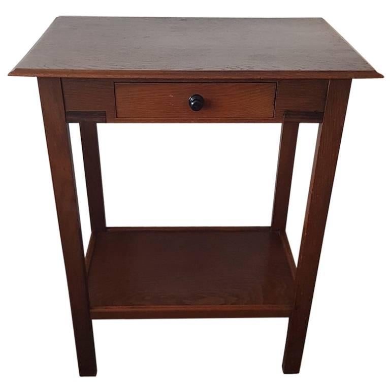 Dutch Art Deco Oak Side Table with Drawer from the 1920s at 1stDibs