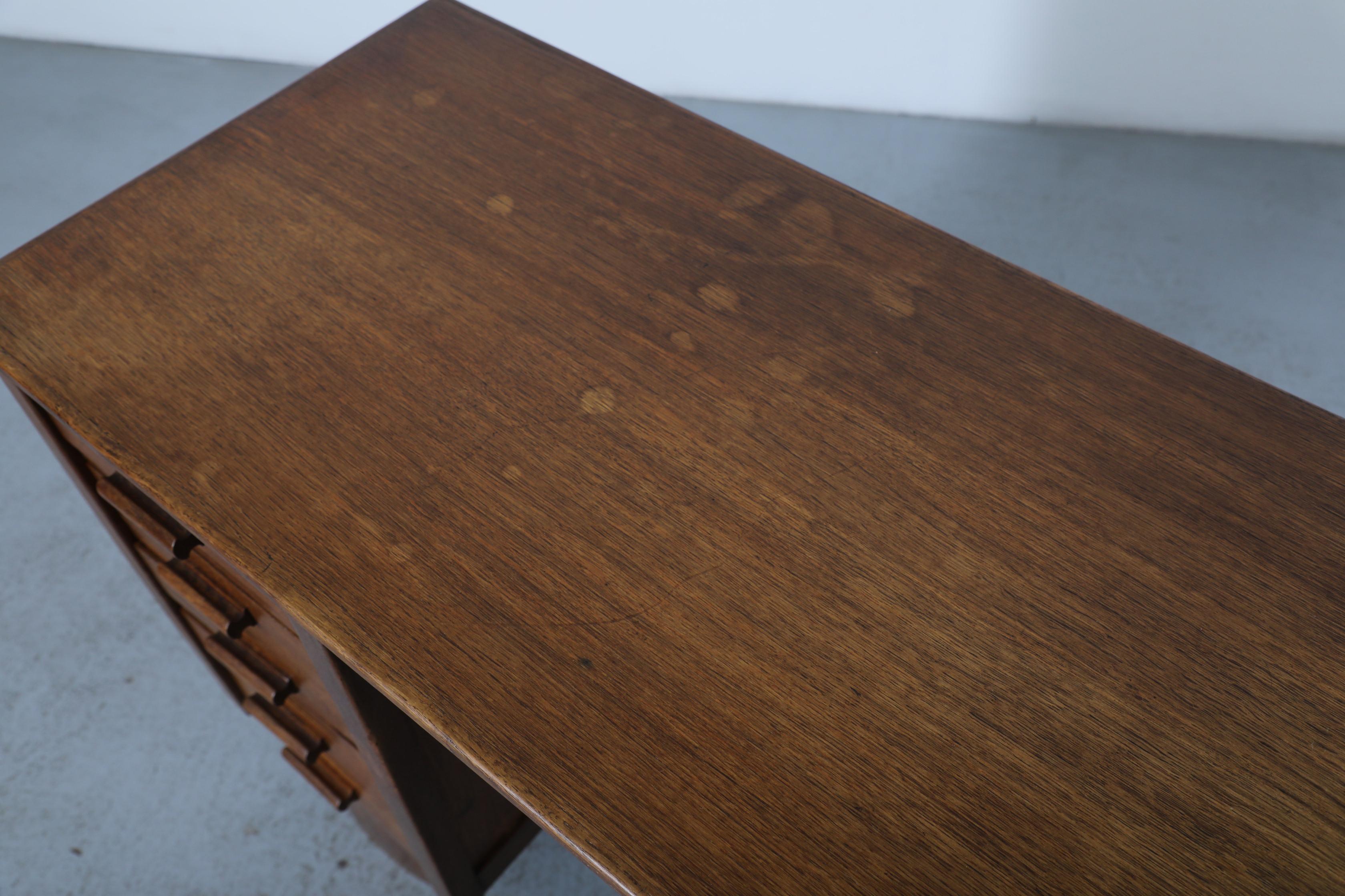 Scrivania olandese in stile Art Deco in Oak con cinque cassetti impilati, P.E.L. A. in vendita 2