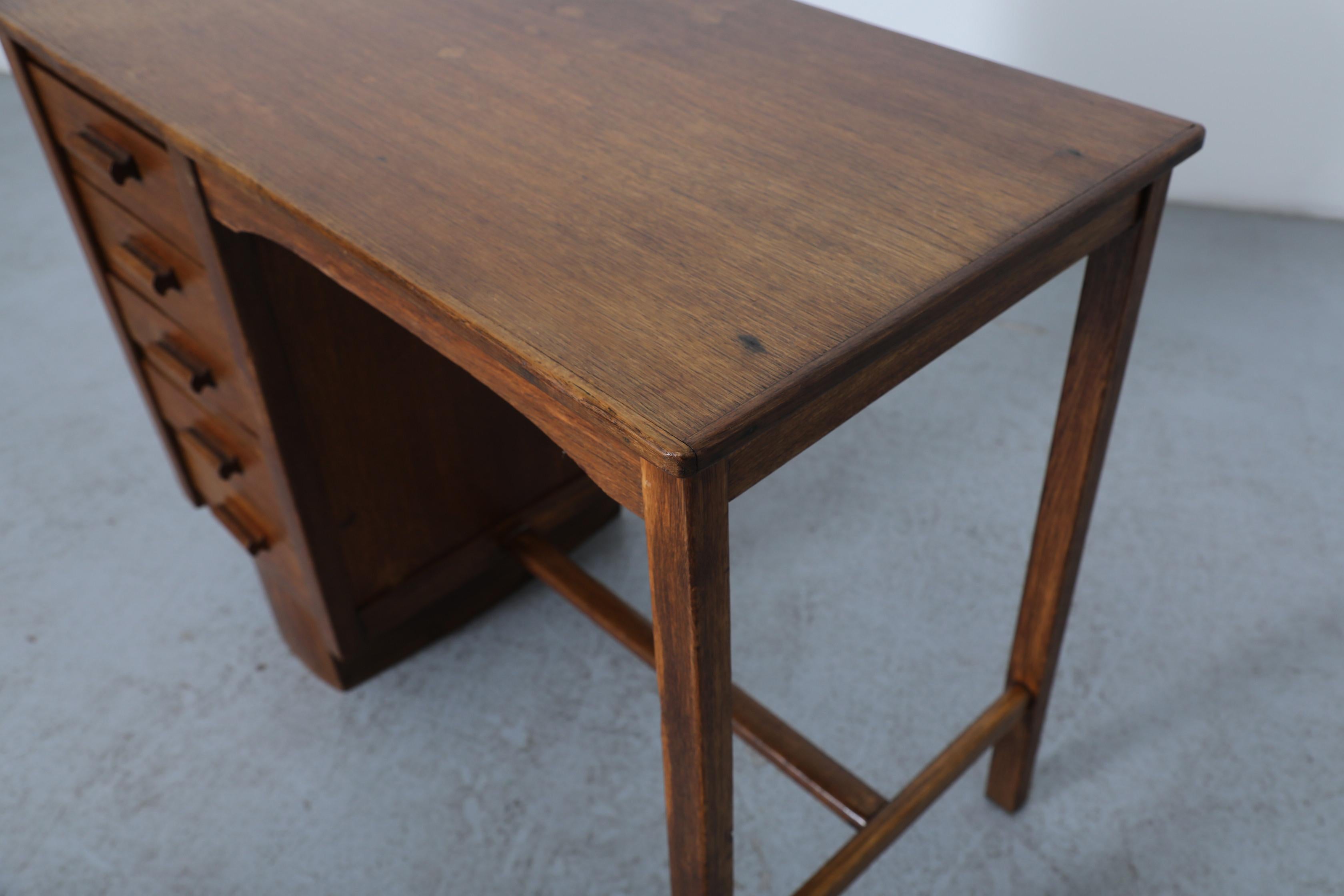 Scrivania olandese in stile Art Deco in Oak con cinque cassetti impilati, P.E.L. A. in vendita 3