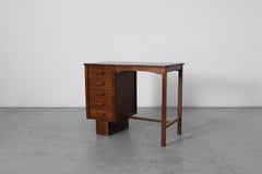 Dutch Art Deco Oak Writing Desk, Five Drawers, P.E.L Izeren Style