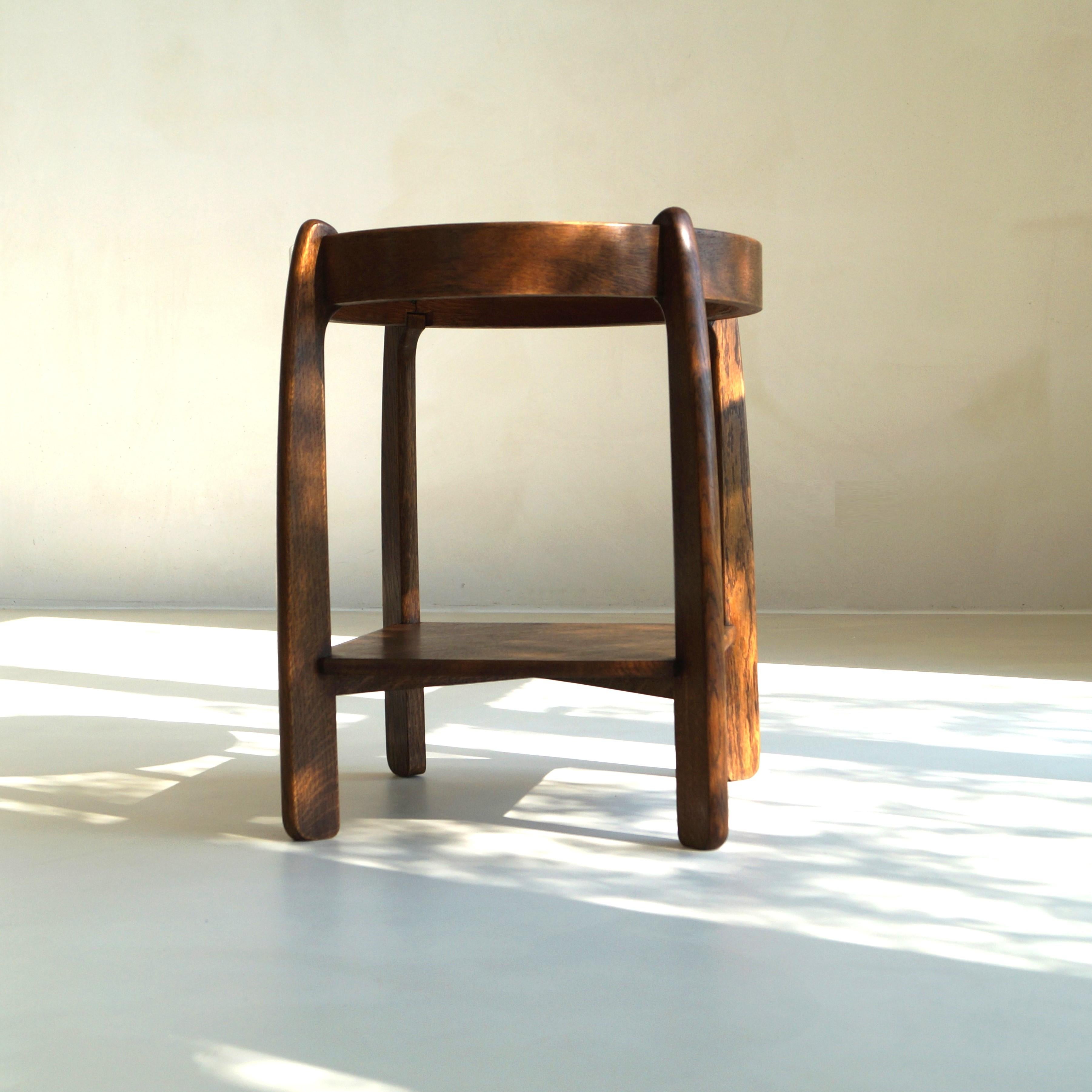 A Paul Bromberg Amsterdam School table from around 1924, which certainly still has some influences from the modernists that Paul Bromberg worked with before at Metz and Co.

This table is marked with the metal Pander & Sons plate. It has the