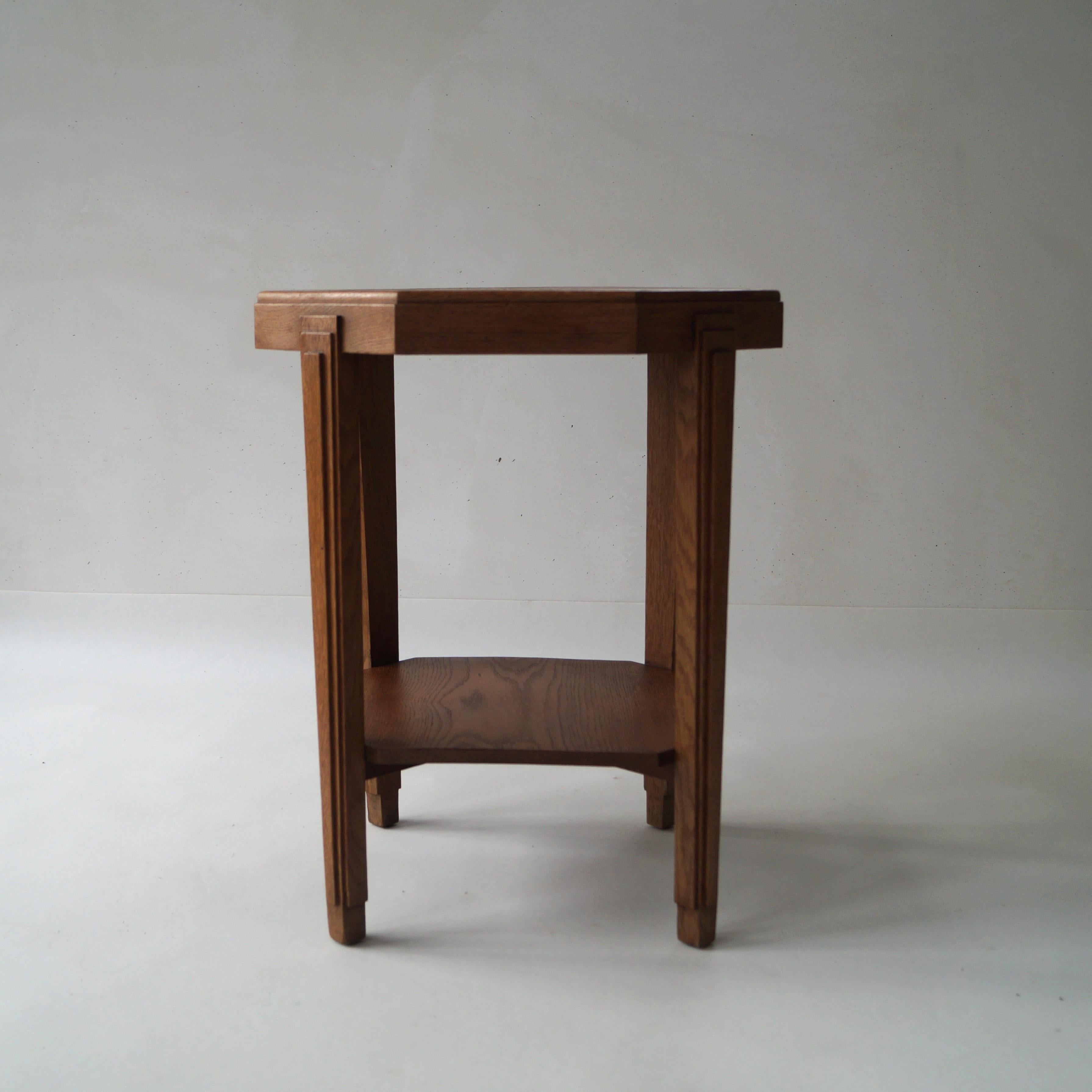 Dutch Art Deco Octagonal Side Table in oak and macassar, 1920s 5