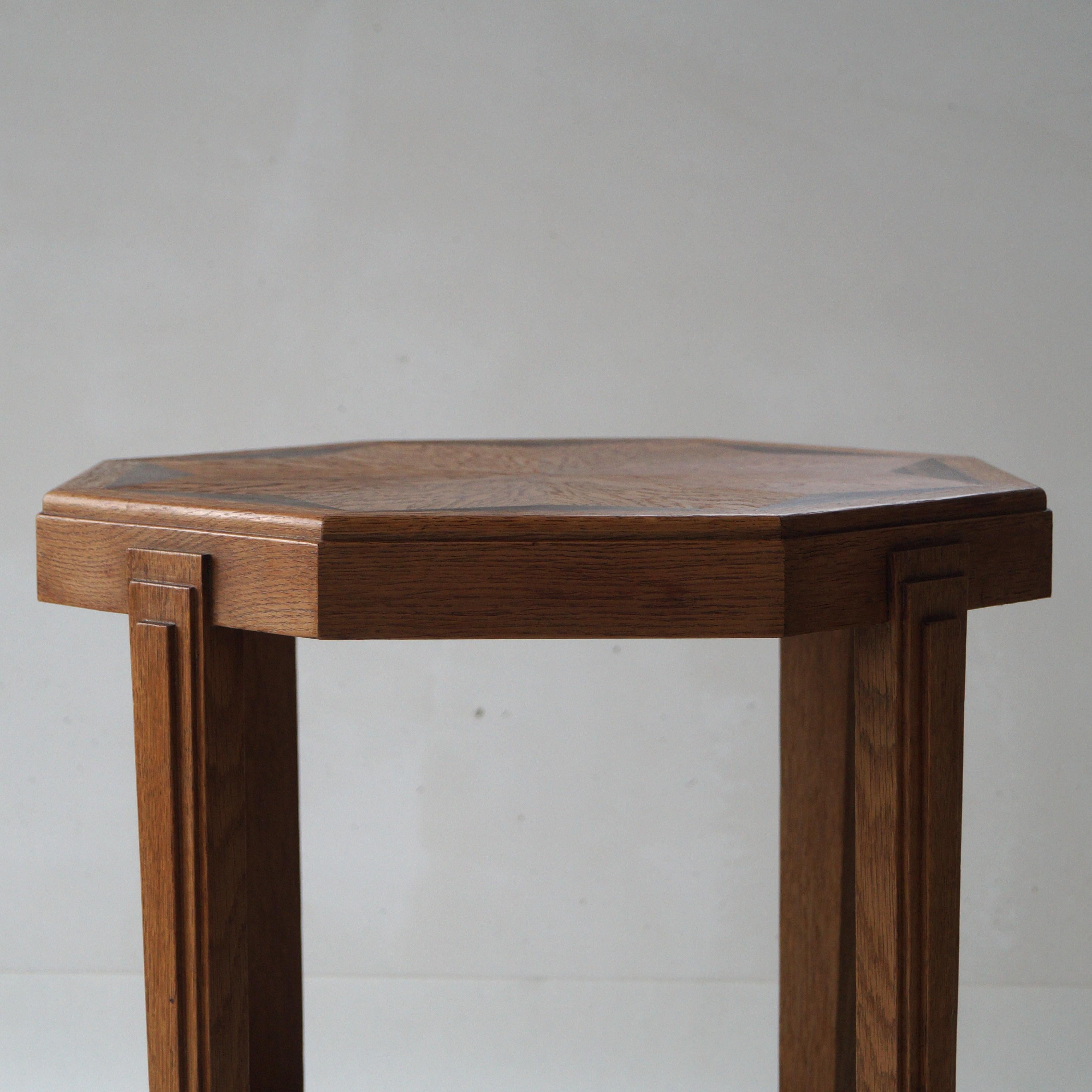 Dutch Art Deco Octagonal Side Table in oak and macassar, 1920s 6