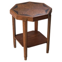 Dutch Art Deco Octagonal Side Table in oak and macassar, 1920s