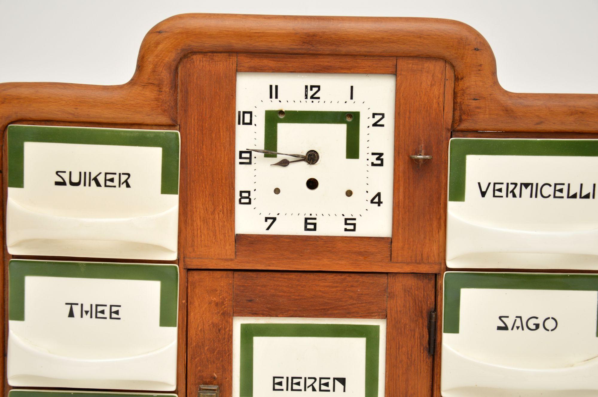 20th Century Dutch Art Deco Period Spice Rack with Clock