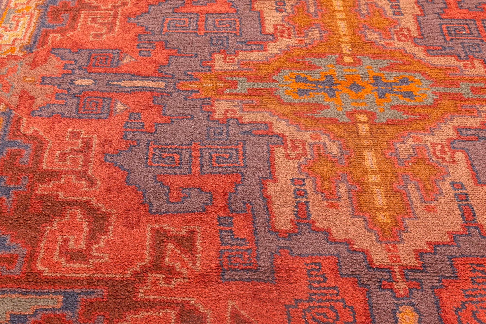 Dutch Art Deco Purple, Beige, Burgundy, Orange Hand Knotted Rug by Jaap Gidding In Good Condition In New York, NY