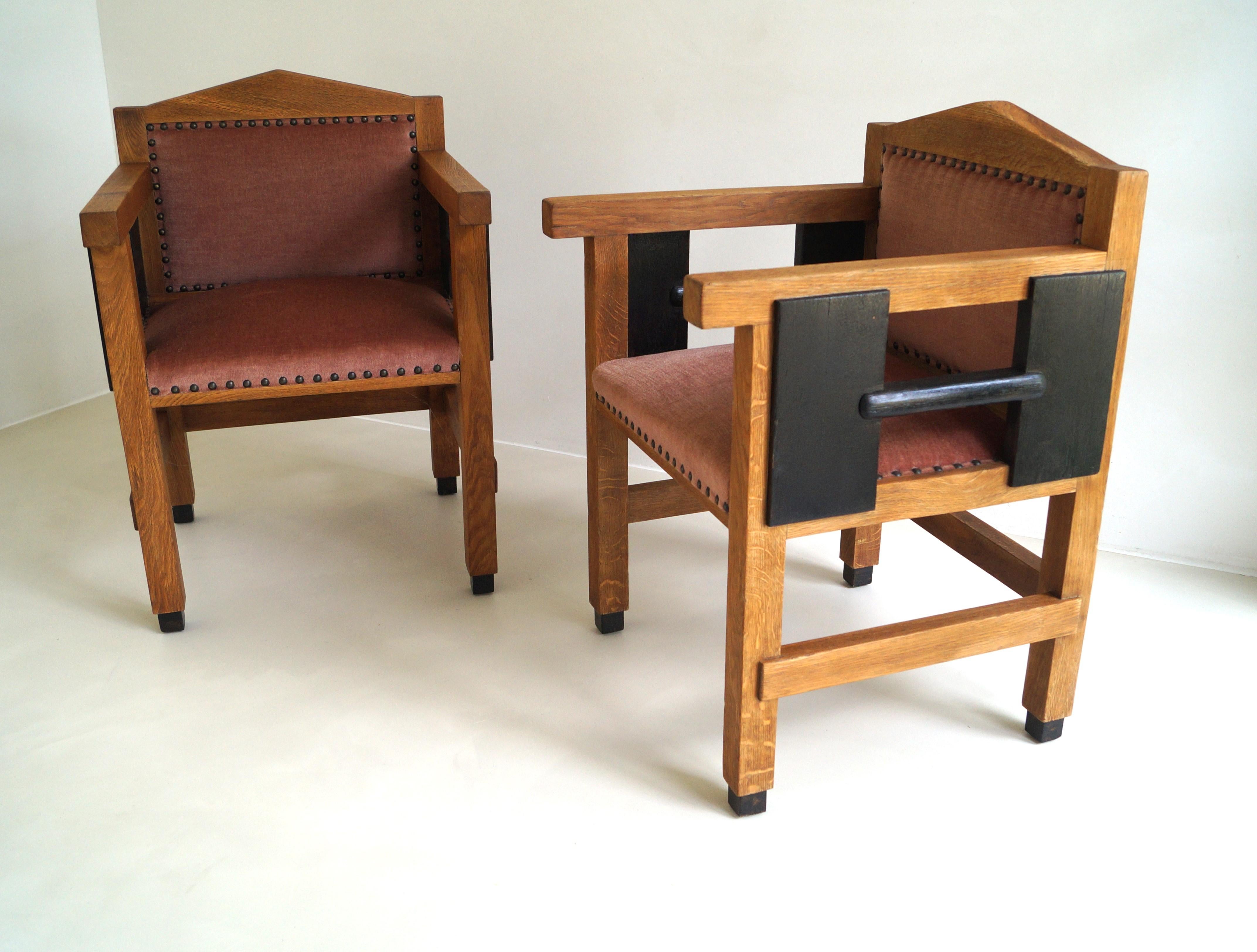 Set di poltrone Art Deco olandesi di J.L.A. Grubben, anni '20 In condizioni buone in vendita a EVERDINGEN, NL