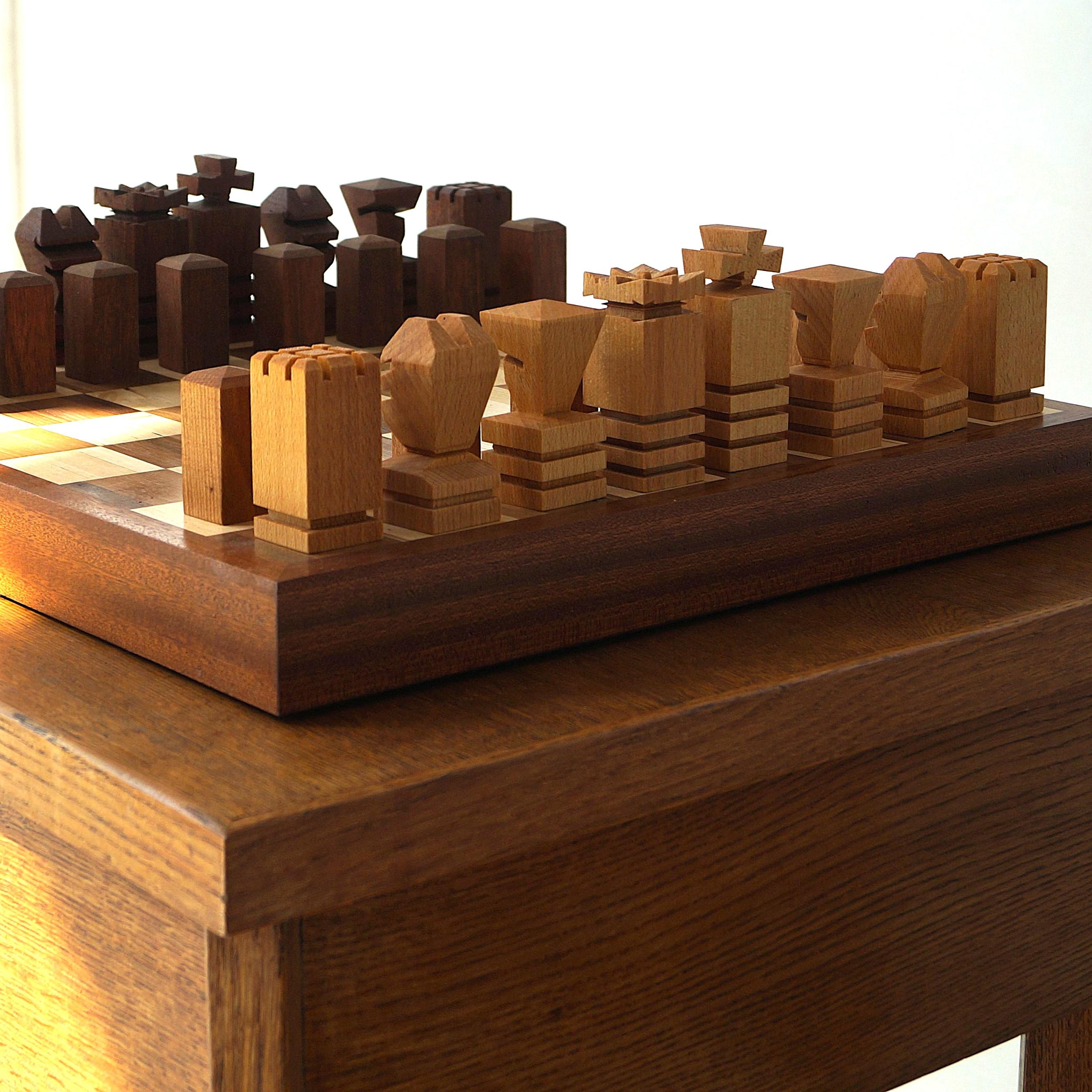 Dutch Art Deco set up of table and chairs (by H.Wouda for Pander) and chess set 6