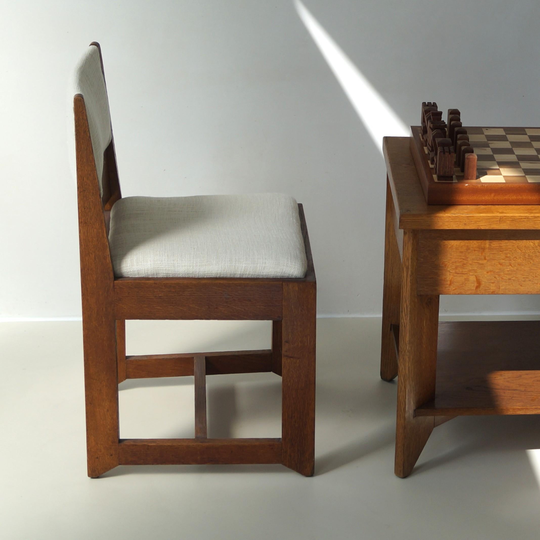 Dutch Art Deco set up of table and chairs (by H.Wouda for Pander) and chess set 1