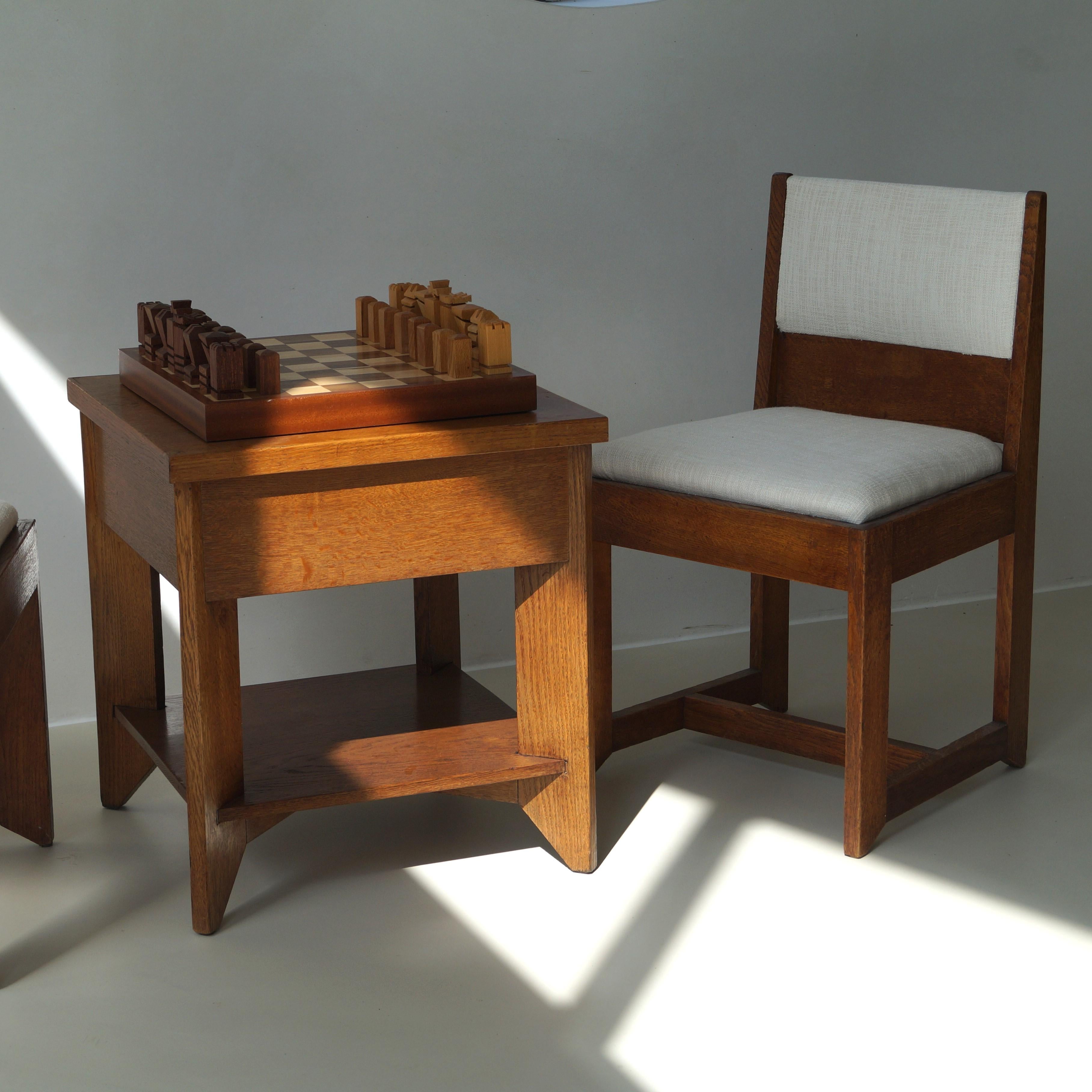 Dutch Art Deco set up of table and chairs (by H.Wouda for Pander) and chess set 3