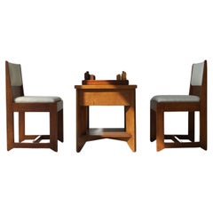 Dutch Art Deco set up of table and chairs (by H.Wouda for Pander) and chess set