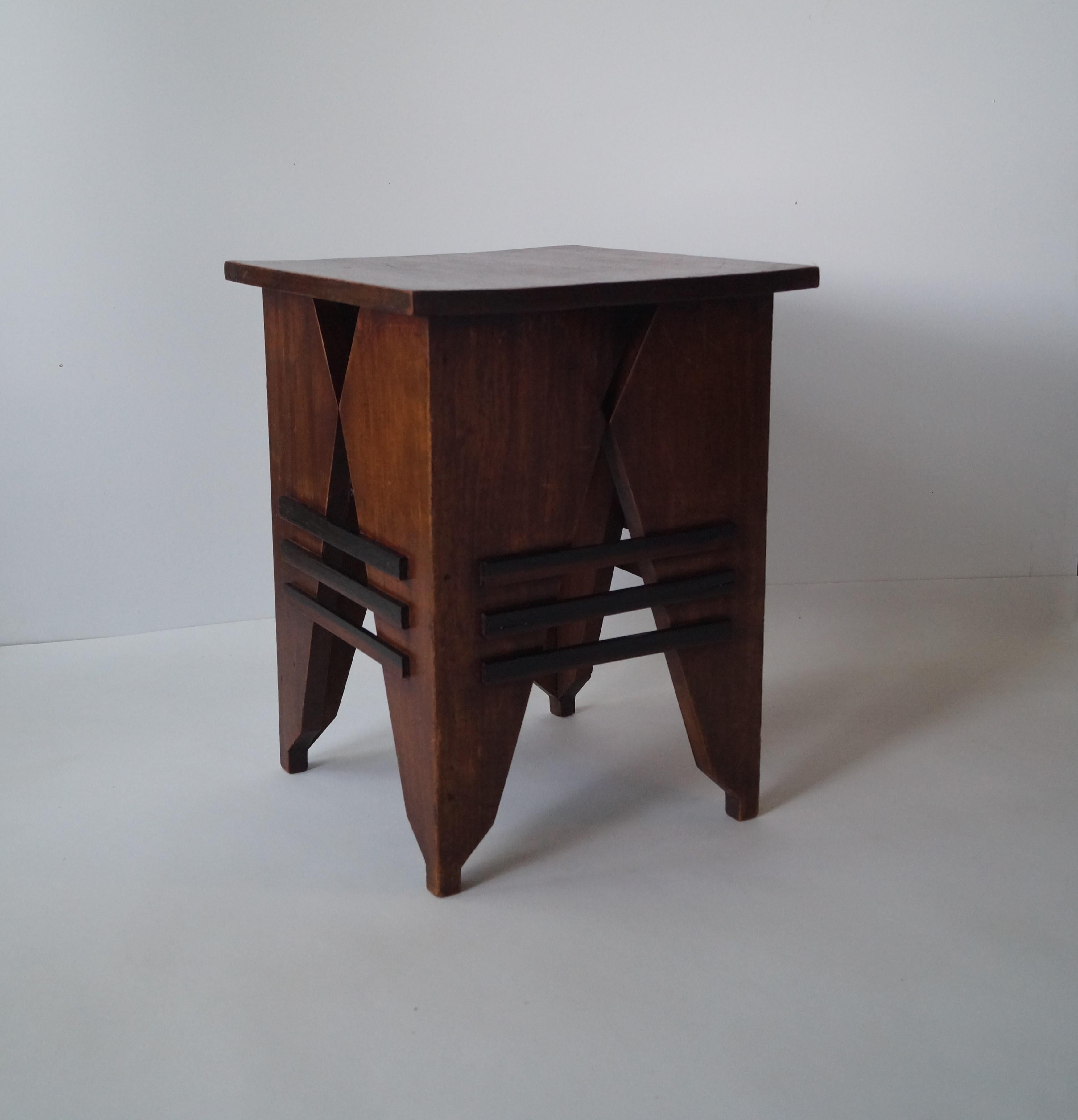 A very decorative occasional table or plant stand from Art Deco era, ca. 1920. Most probably designed by P.E.L. Izeren but definitely manufactured by  ''De Genneper Molen'' (model 286 - see last picture from their old catalogue).