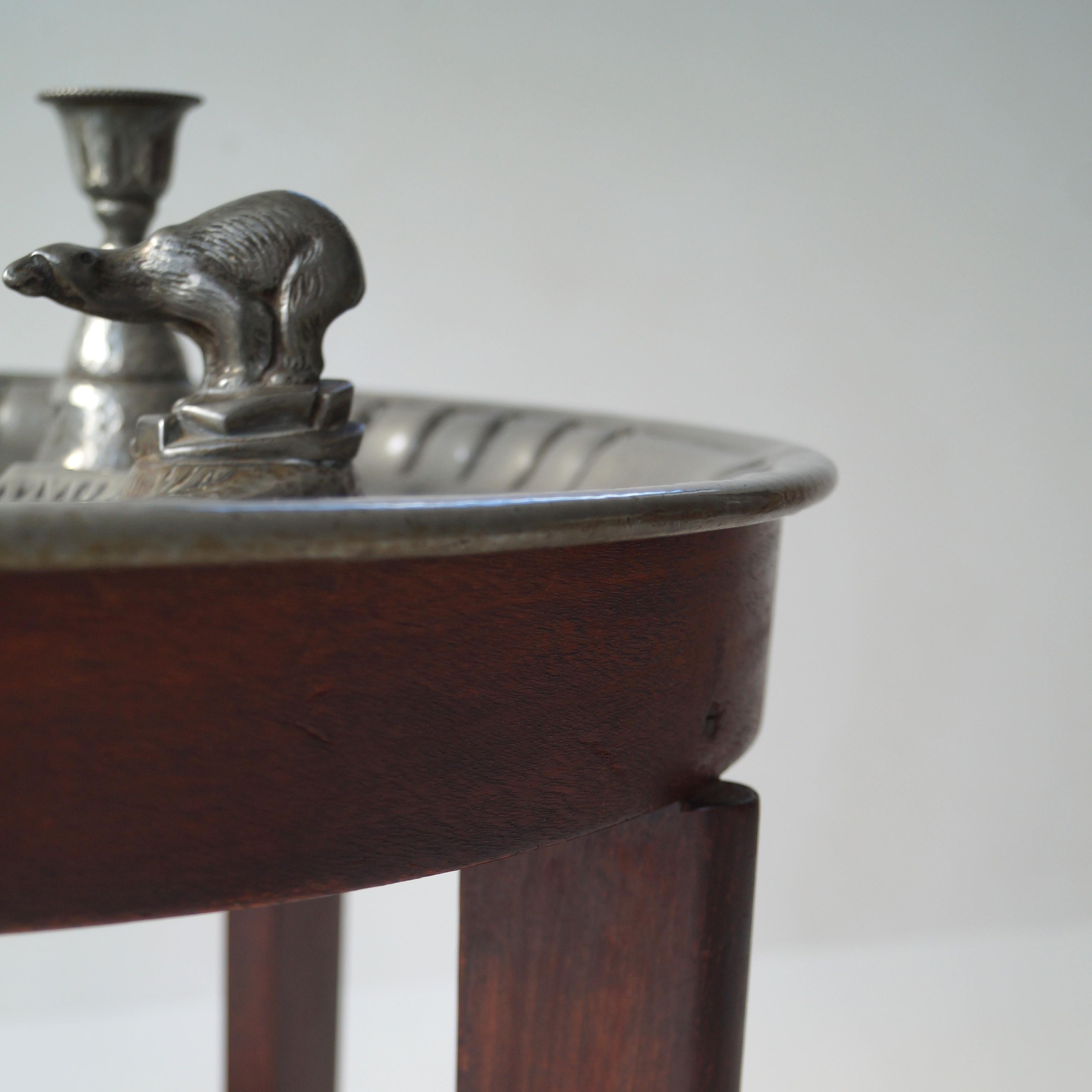 Dutch Art Deco smokers' table with pewter top and accessories, 1930s 6