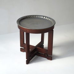 Table de fumeurs Art Déco hollandaise avec plateau en étain et accessoires, années 1930