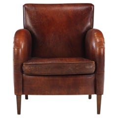 Dutch Art Deco Style Leather Club Chair, C. 1960.