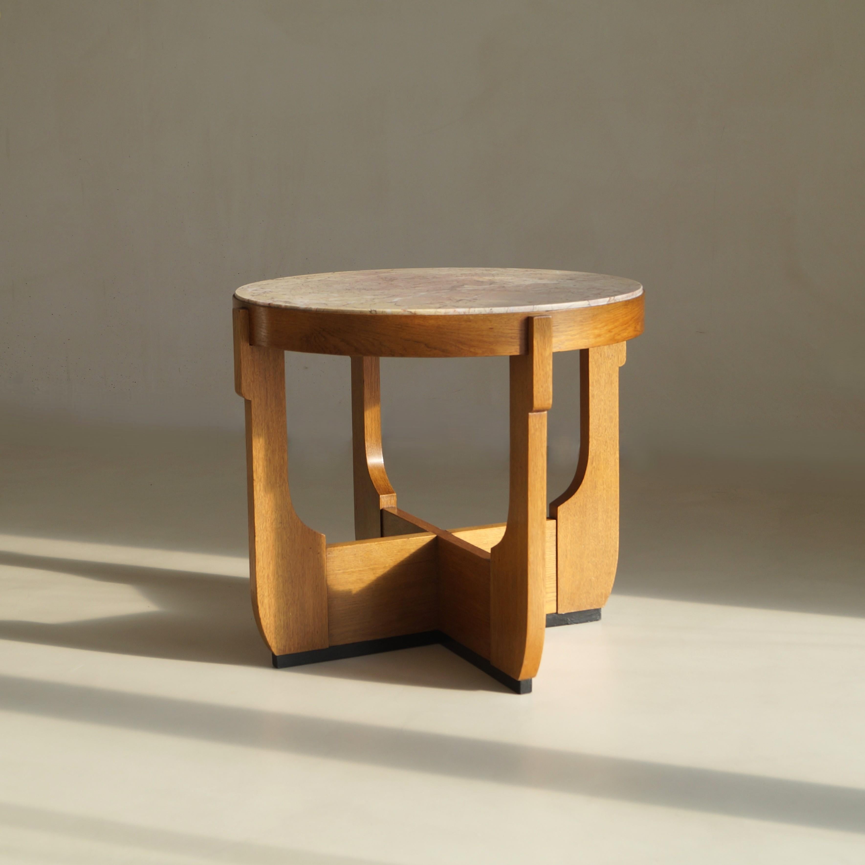 Table basse hollandaise Art déco de l'école de La Haye avec plateau en marbre, années 1920 en vente 3