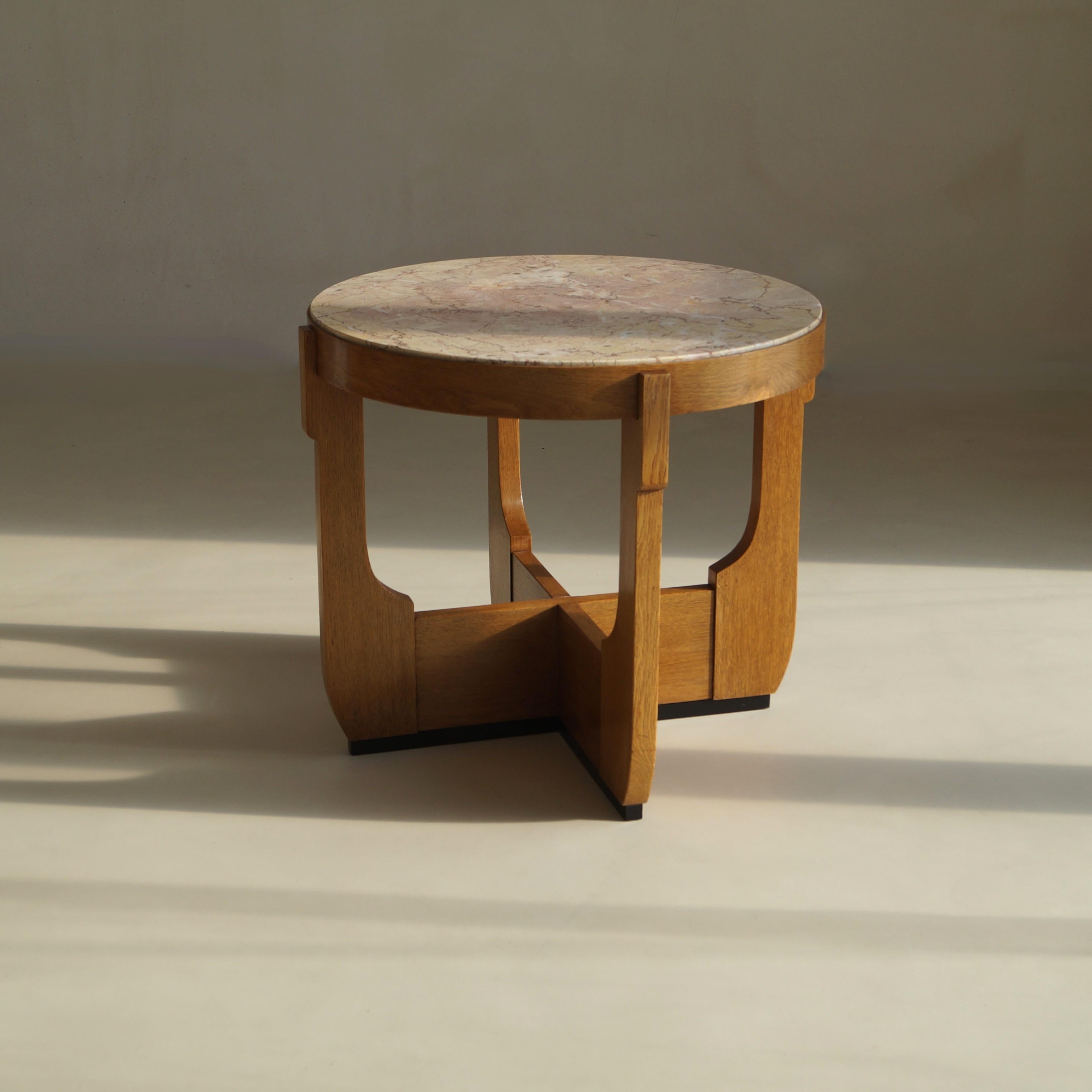 Table basse hollandaise Art déco de l'école de La Haye avec plateau en marbre, années 1920 en vente 4