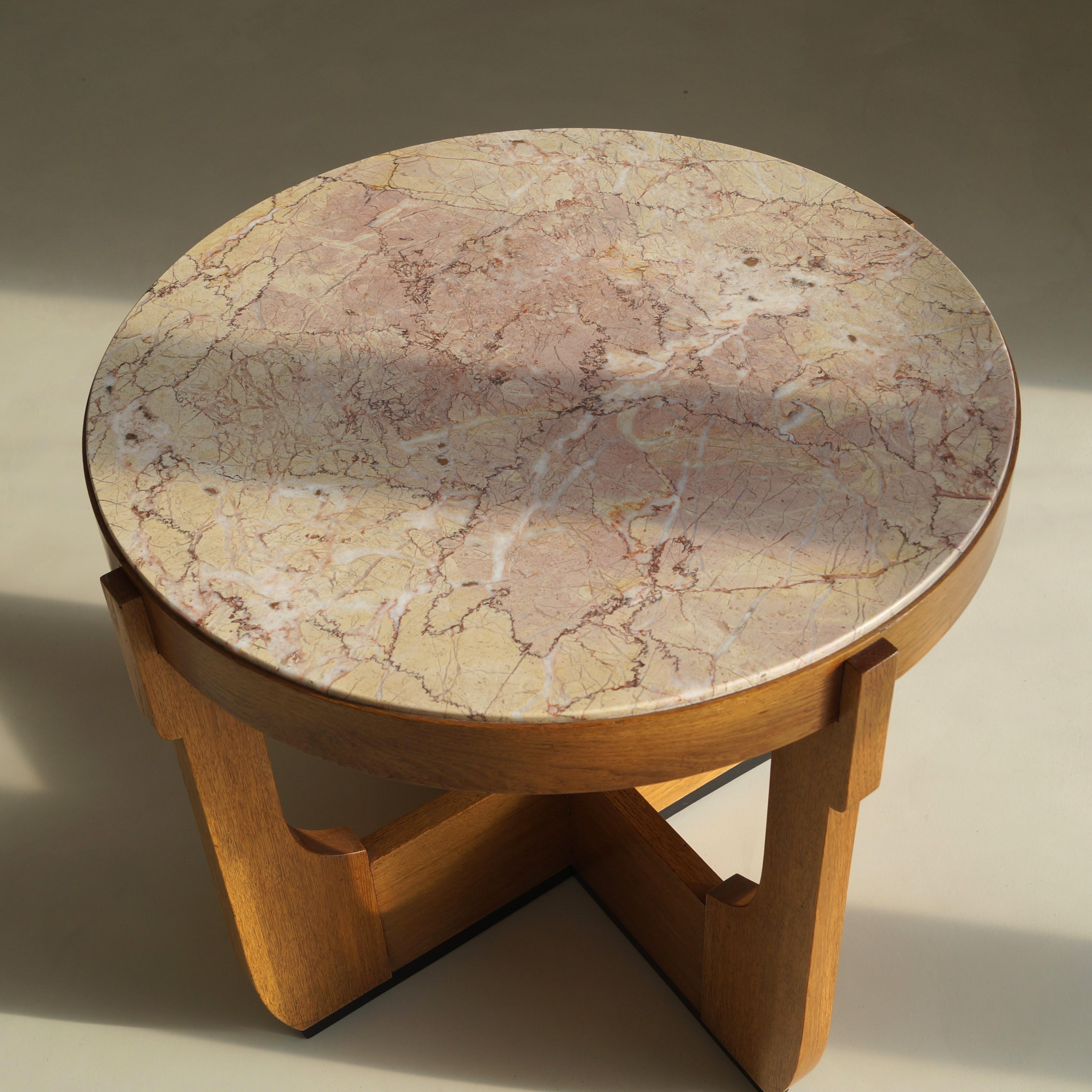 Table basse hollandaise Art déco de l'école de La Haye avec plateau en marbre, années 1920 en vente 5