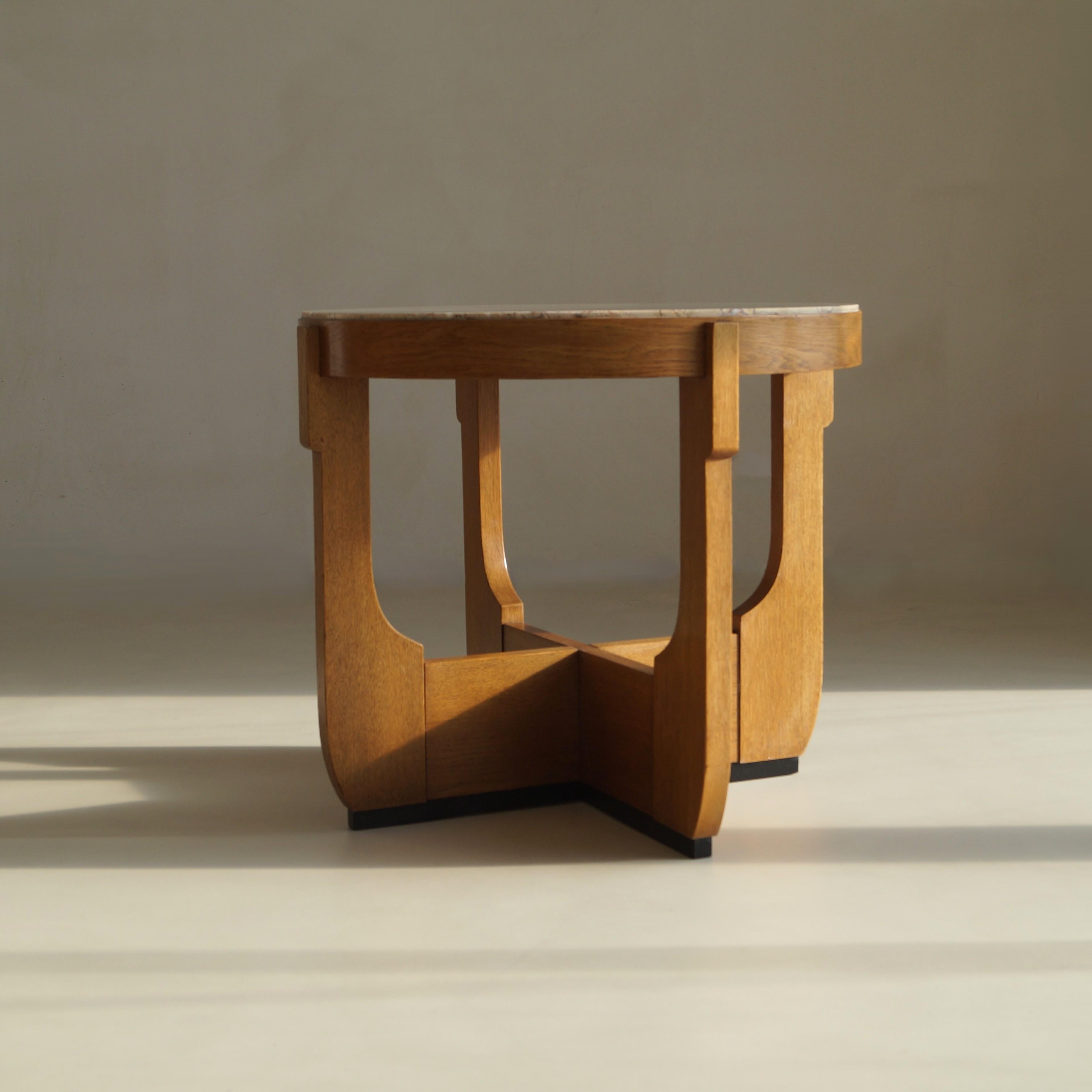 Table basse hollandaise Art déco de l'école de La Haye avec plateau en marbre, années 1920 en vente 7