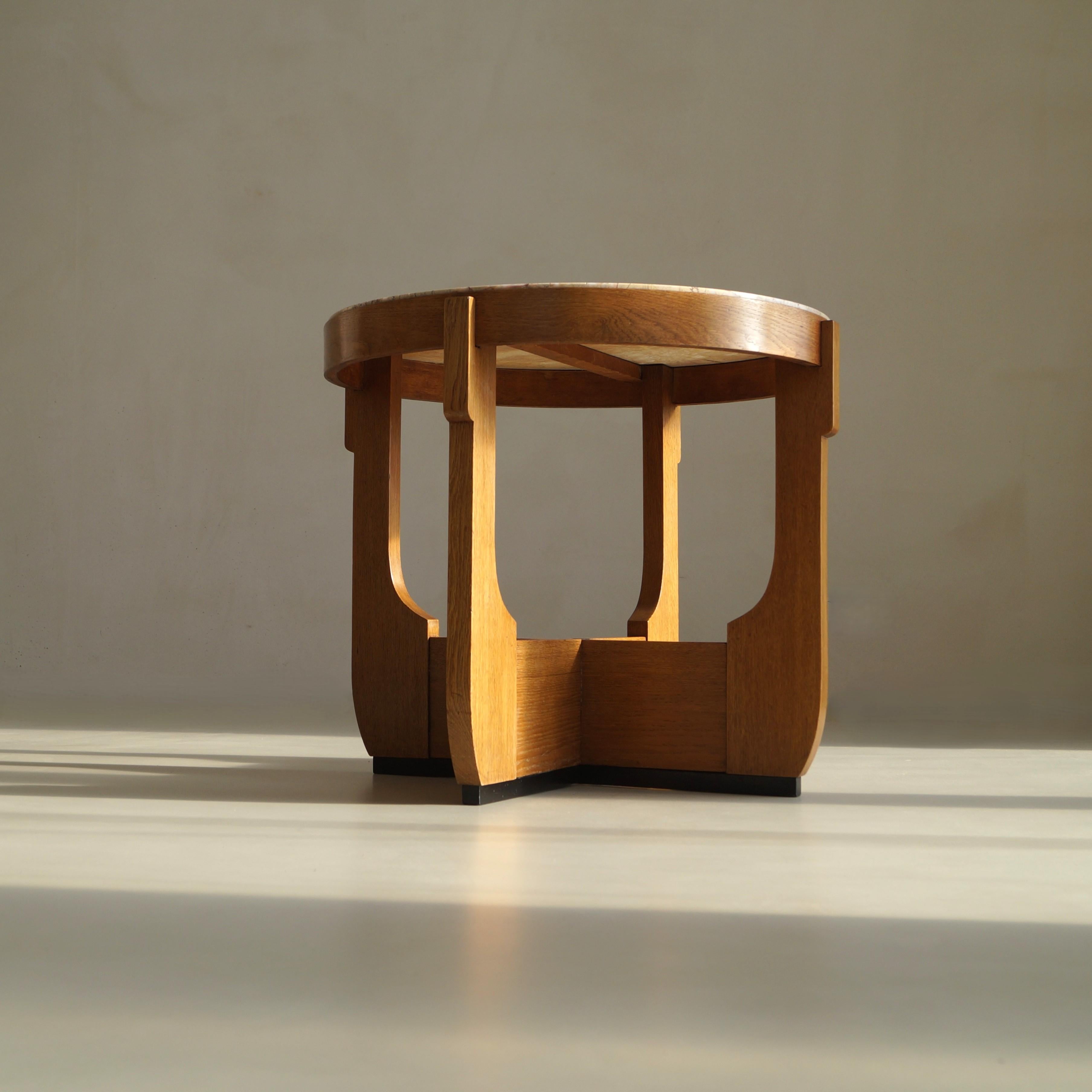 Table basse hollandaise Art déco de l'école de La Haye avec plateau en marbre, années 1920 en vente 8