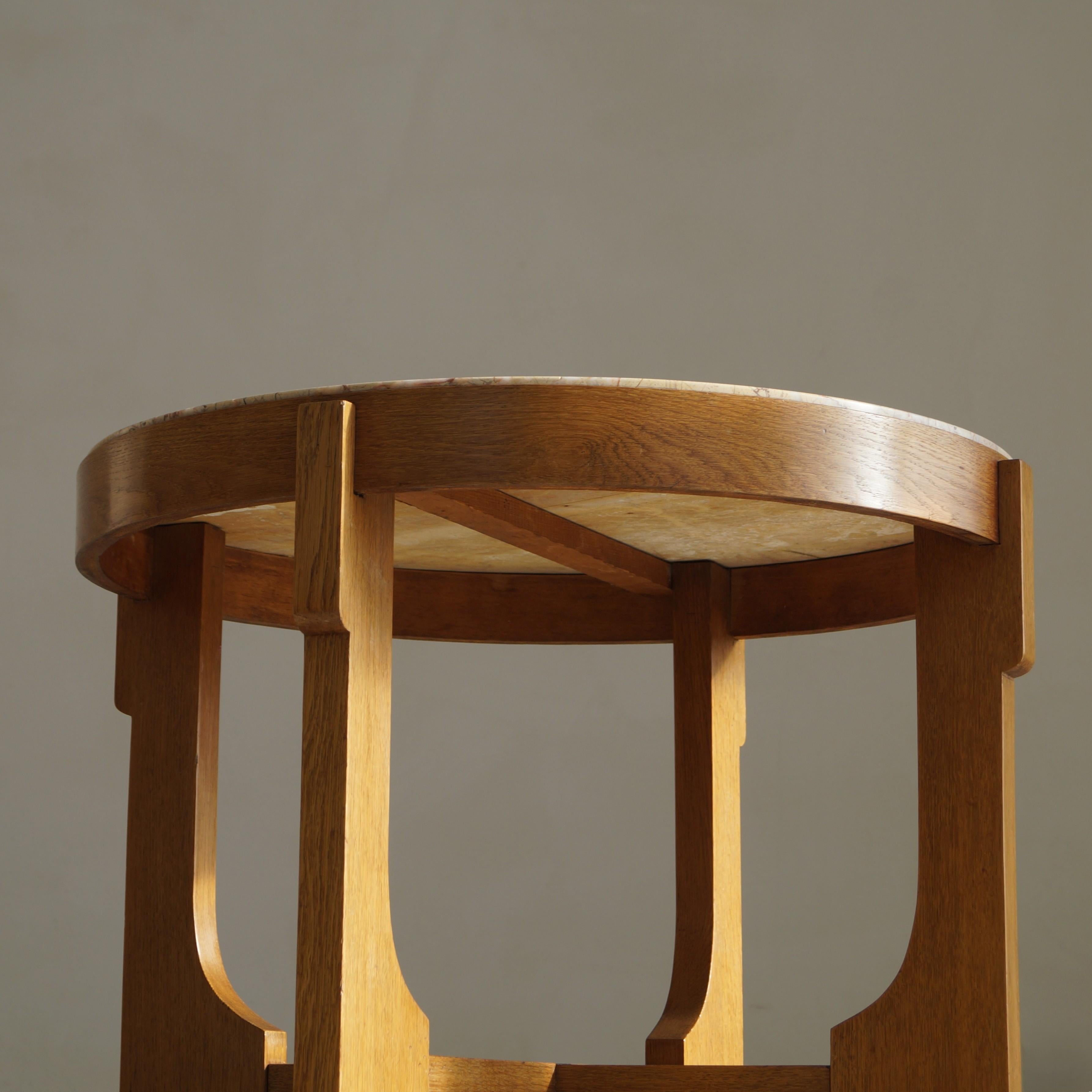 Table basse hollandaise Art déco de l'école de La Haye avec plateau en marbre, années 1920 en vente 9