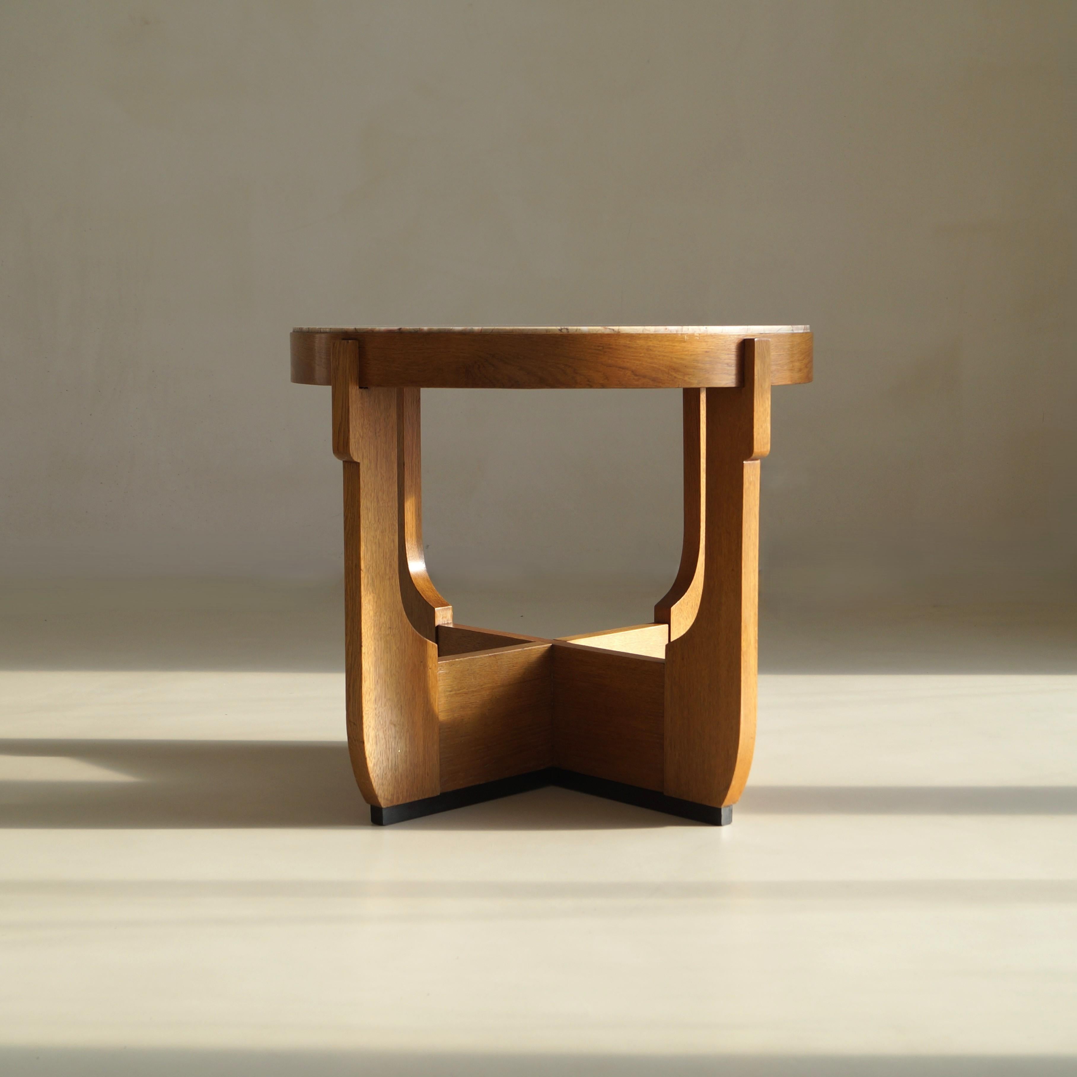 Table basse hollandaise Art déco de l'école de La Haye avec plateau en marbre, années 1920 en vente 10