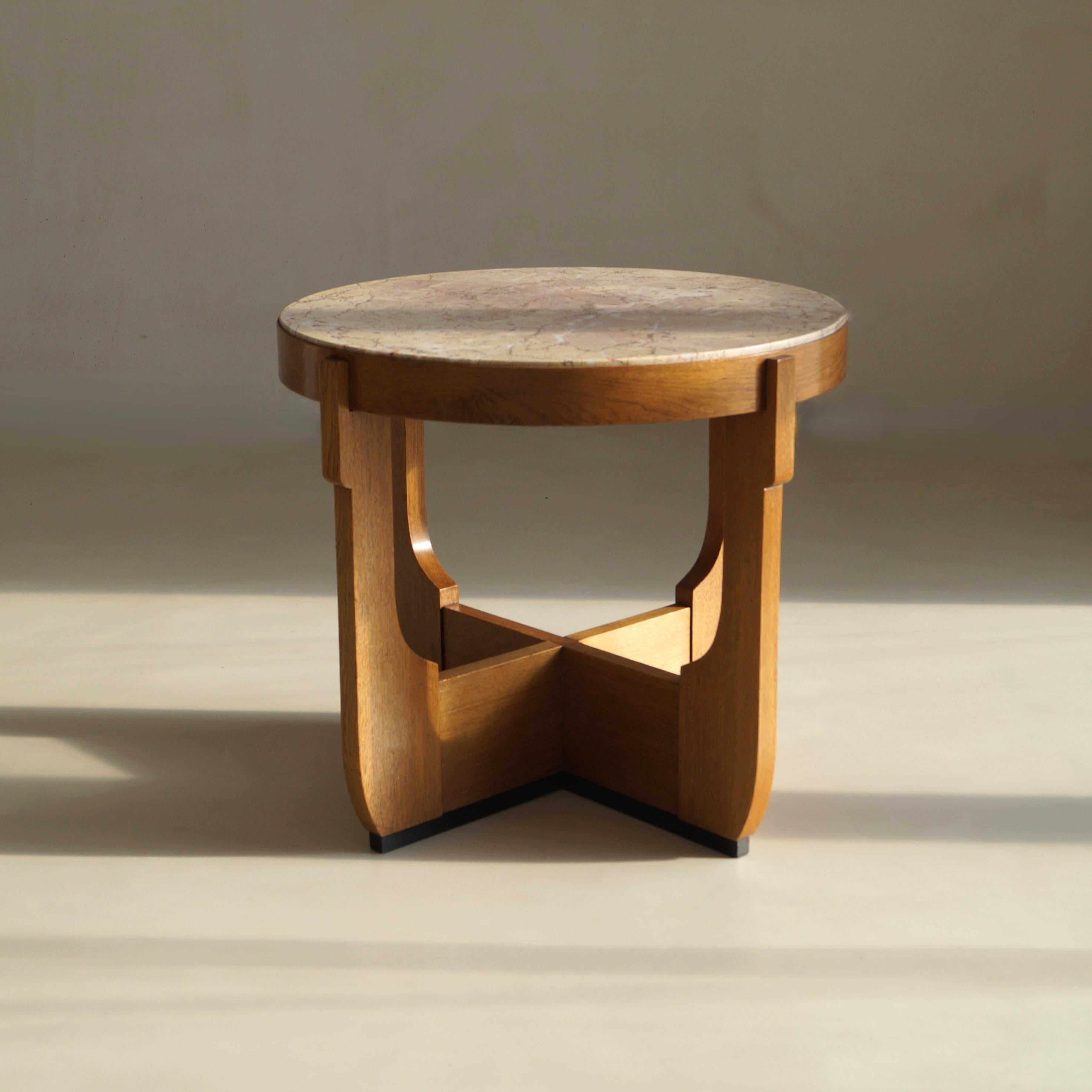 Table basse hollandaise Art déco de l'école de La Haye avec plateau en marbre, années 1920 en vente 12