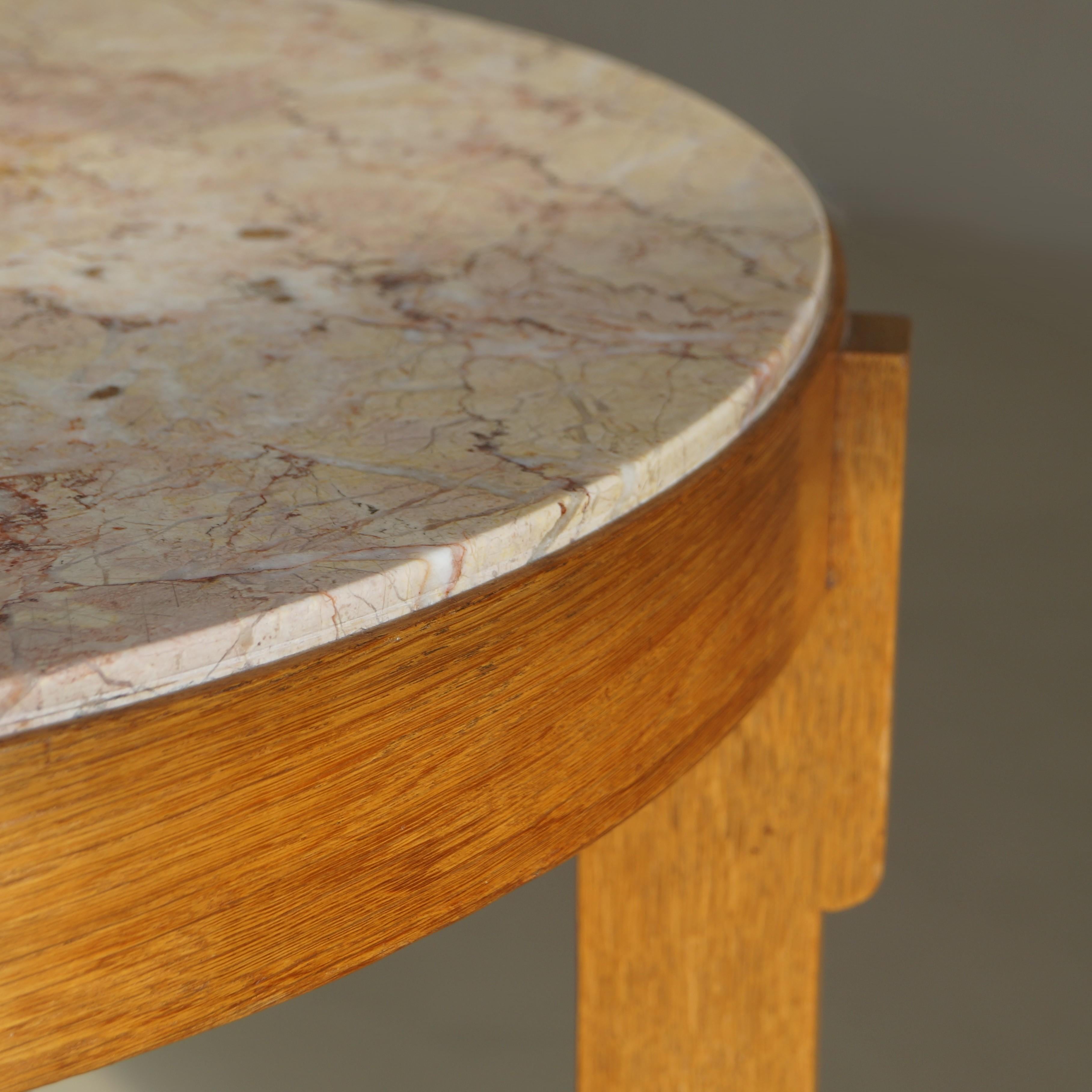 Table basse hollandaise Art déco de l'école de La Haye avec plateau en marbre, années 1920 en vente 13