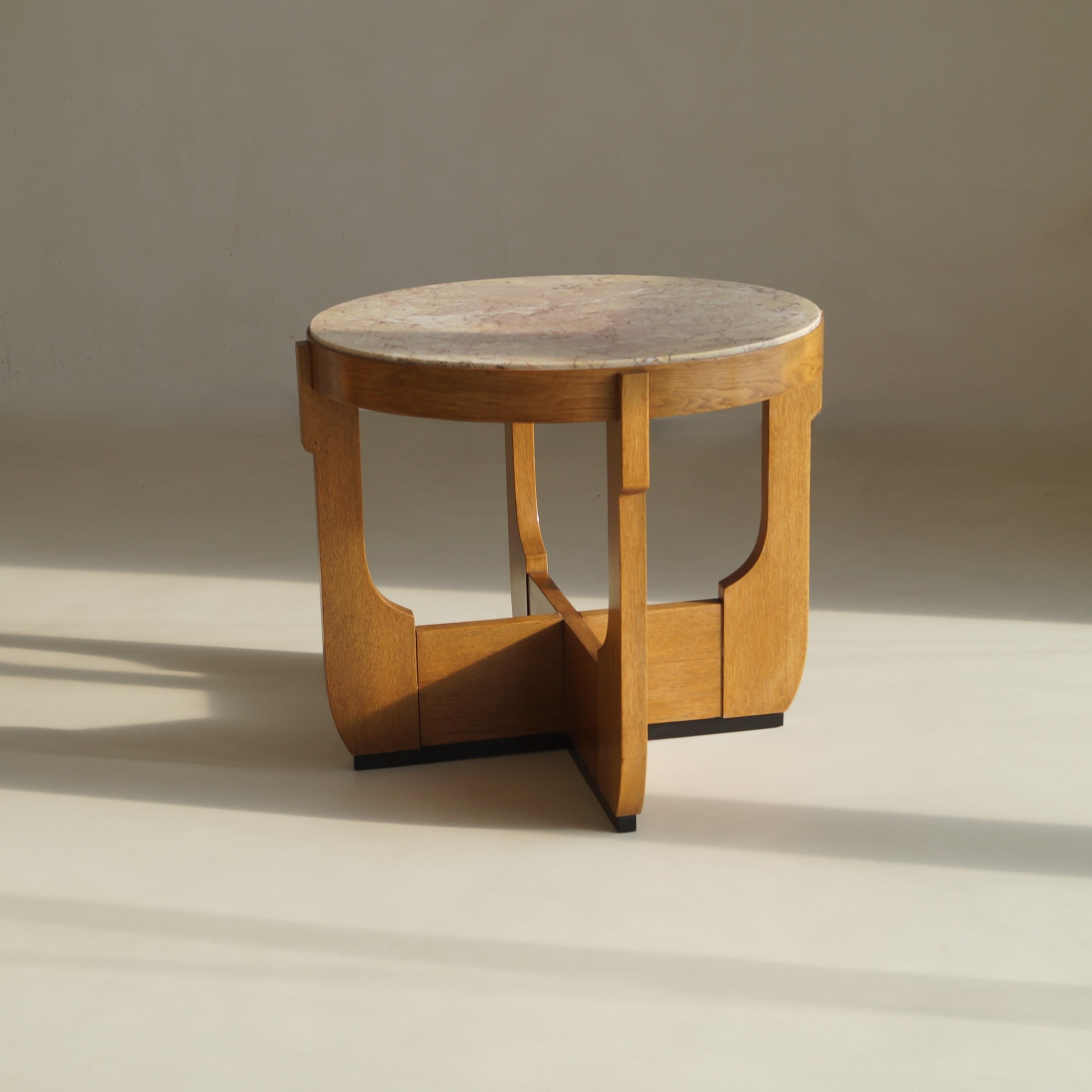 Fait main Table basse hollandaise Art déco de l'école de La Haye avec plateau en marbre, années 1920 en vente