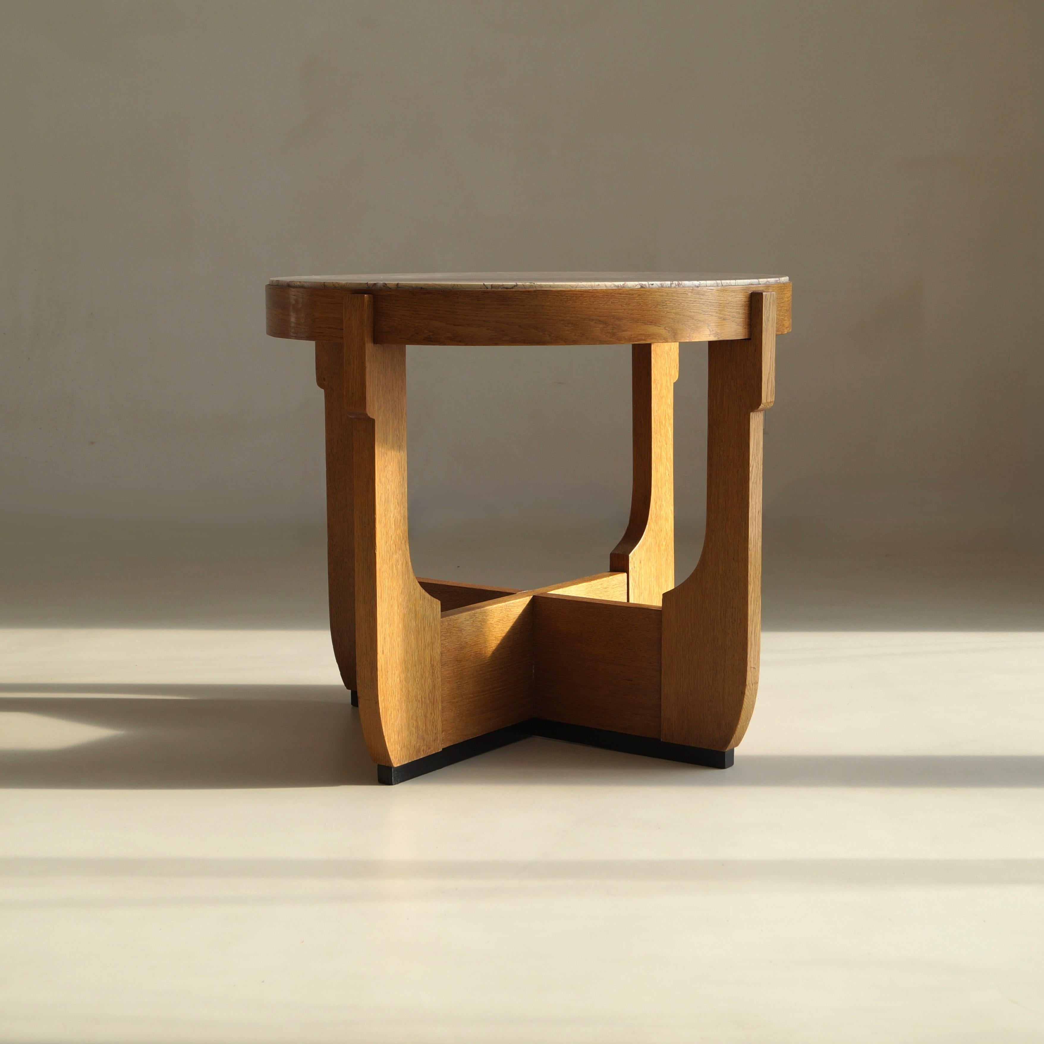 Table basse hollandaise Art déco de l'école de La Haye avec plateau en marbre, années 1920 en vente 1