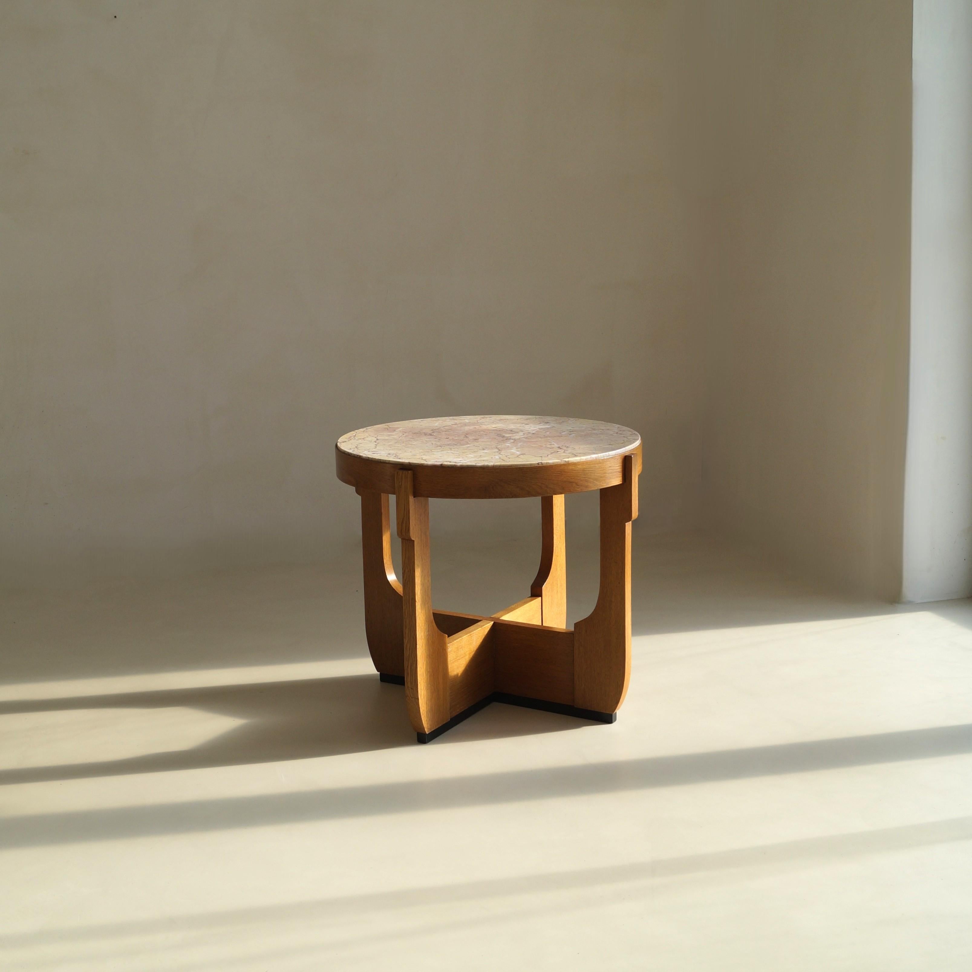 Table basse hollandaise Art déco de l'école de La Haye avec plateau en marbre, années 1920 en vente 2