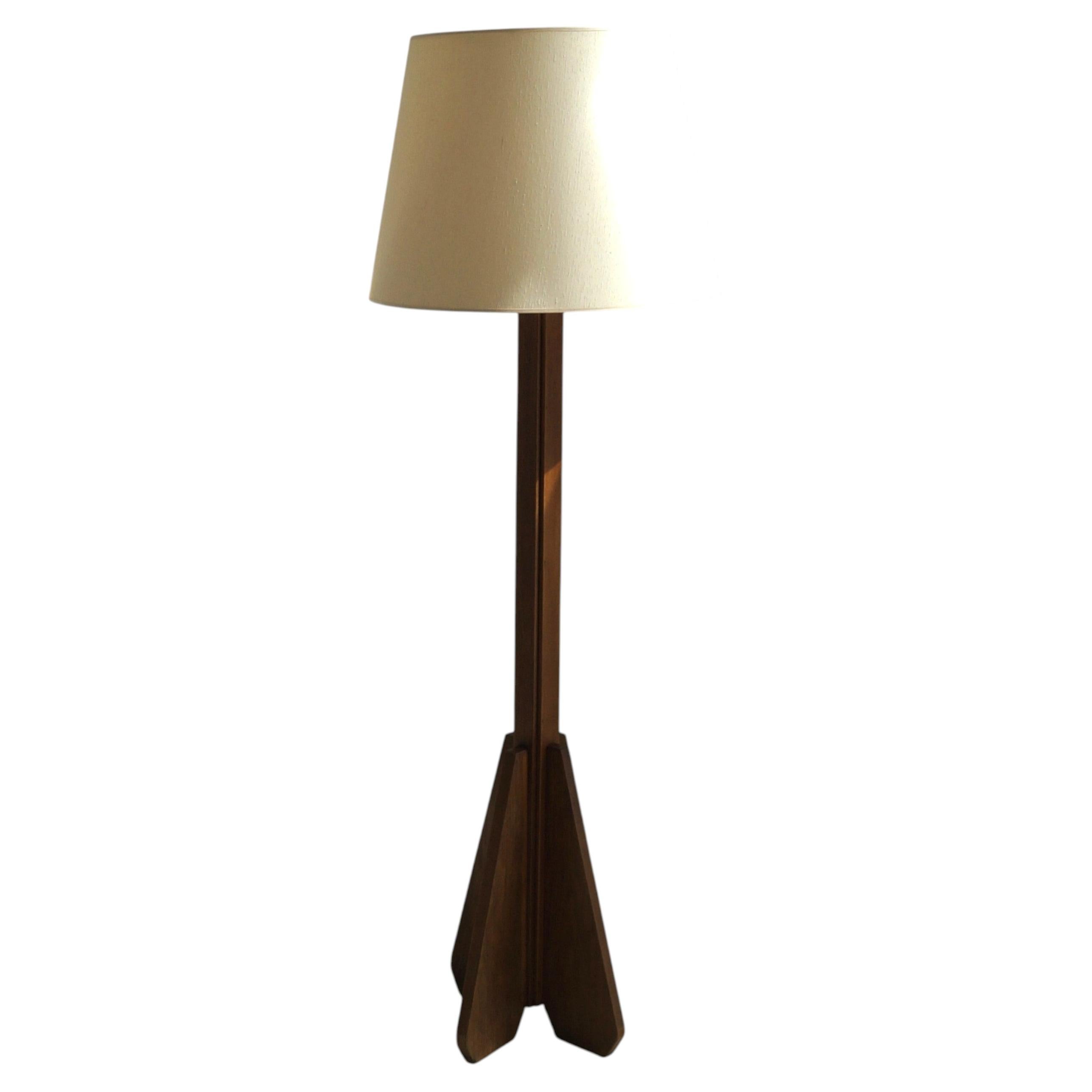 Dutch Art Deco The Hague School Floor Lamp in Oak, 1920s