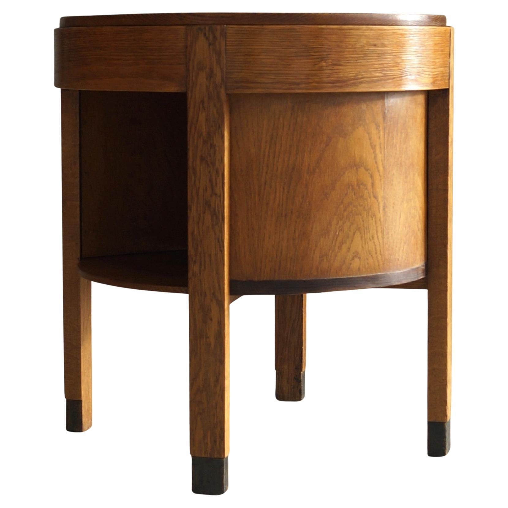 Dutch Art Deco The Hague School oak accent table with storage, 1920s