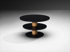 Dutch Art Deco Tiered Coffee Table in Black Lacquered Wood