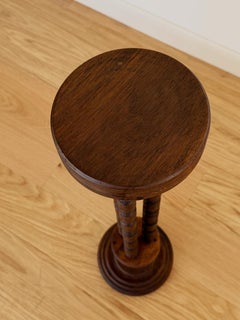 Dutch Art Deco Turned Oak Pedestal Stand, Circa 1930