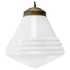 Dutch Art Deco White Reeded Opaline Glass Pendant Lamp by Philips, Holland
