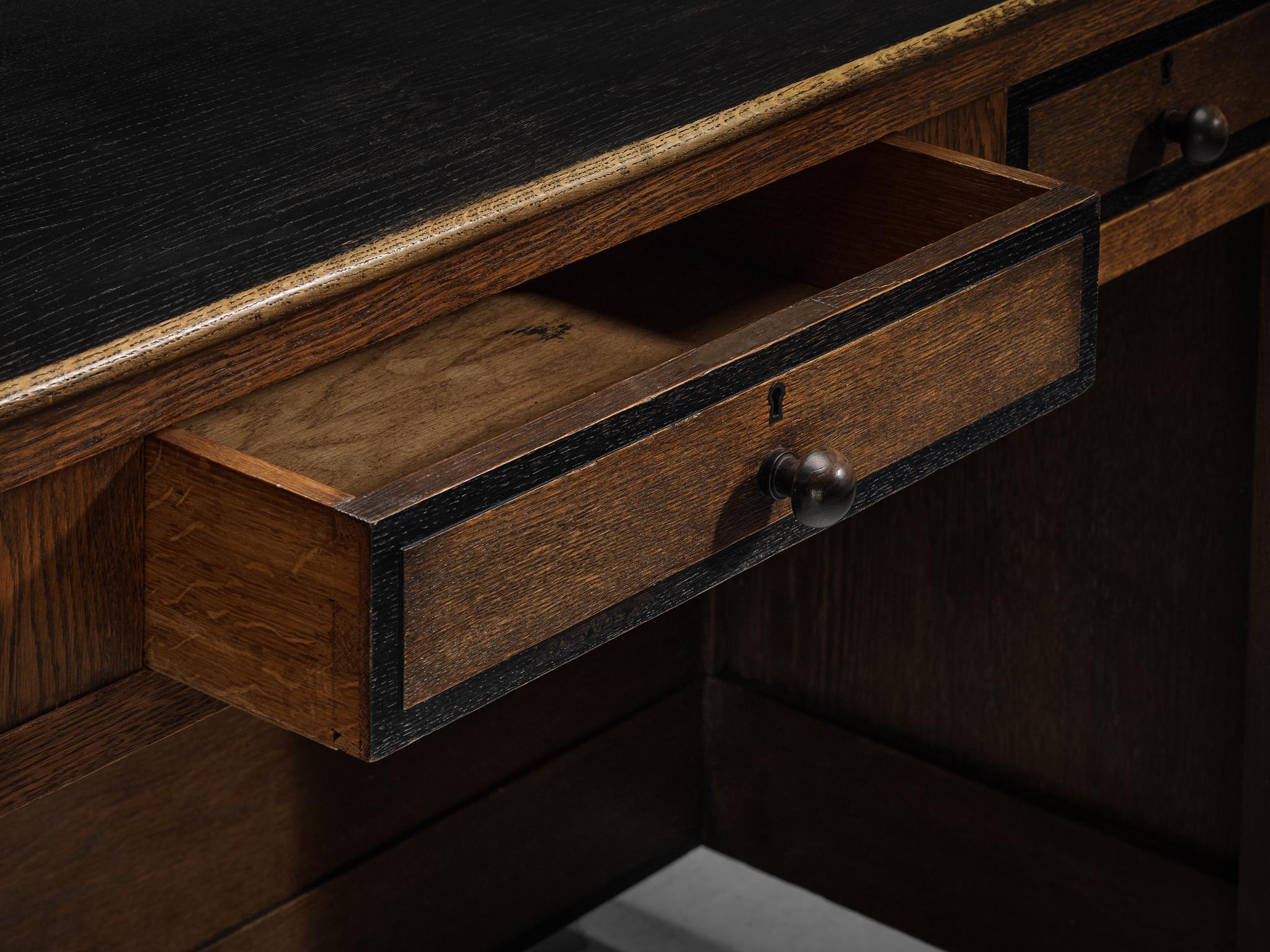 Early 20th Century Dutch Art Deco Writing Desk in Oak  For Sale