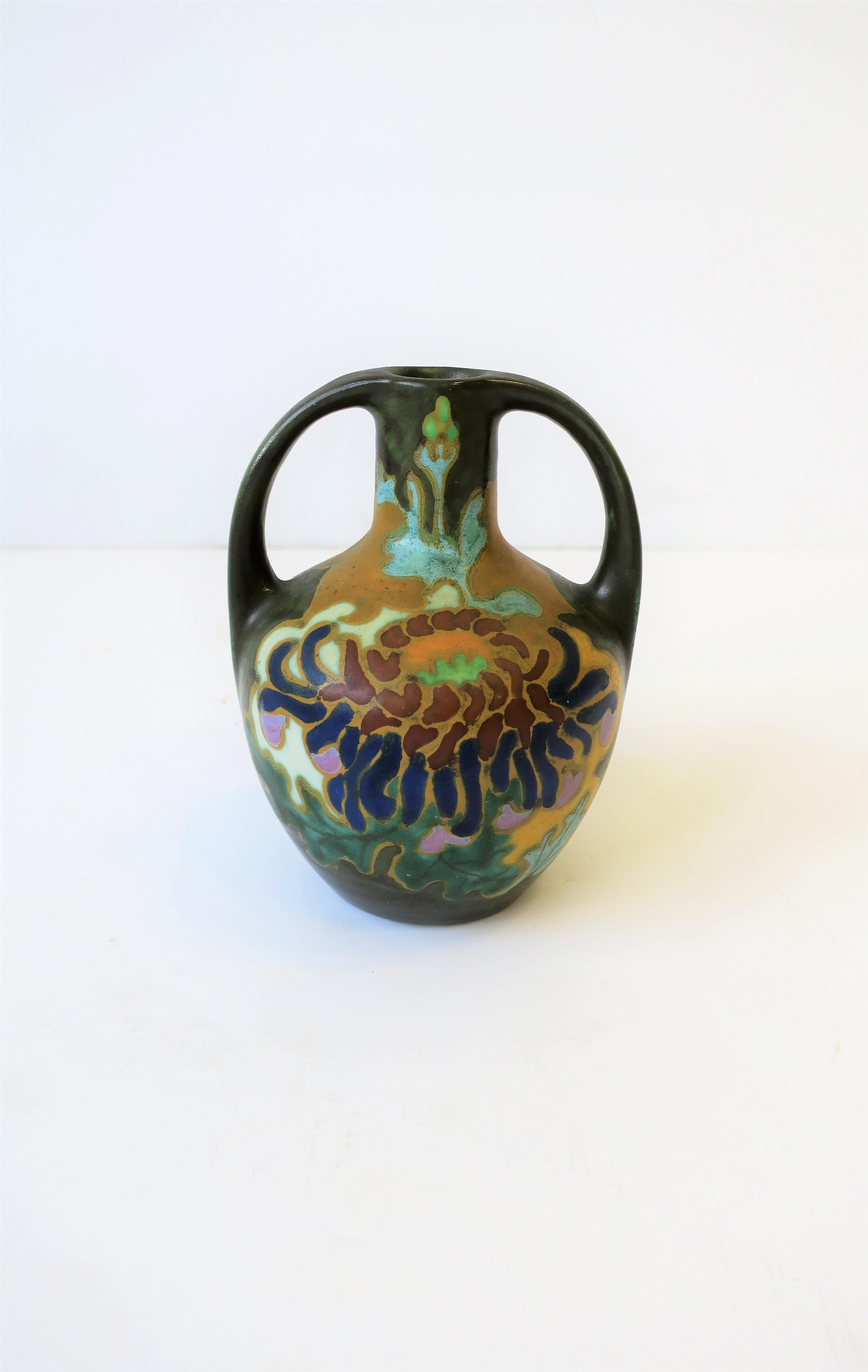 20th Century Dutch Art Nouveau Amphora Matte Pottery Vase