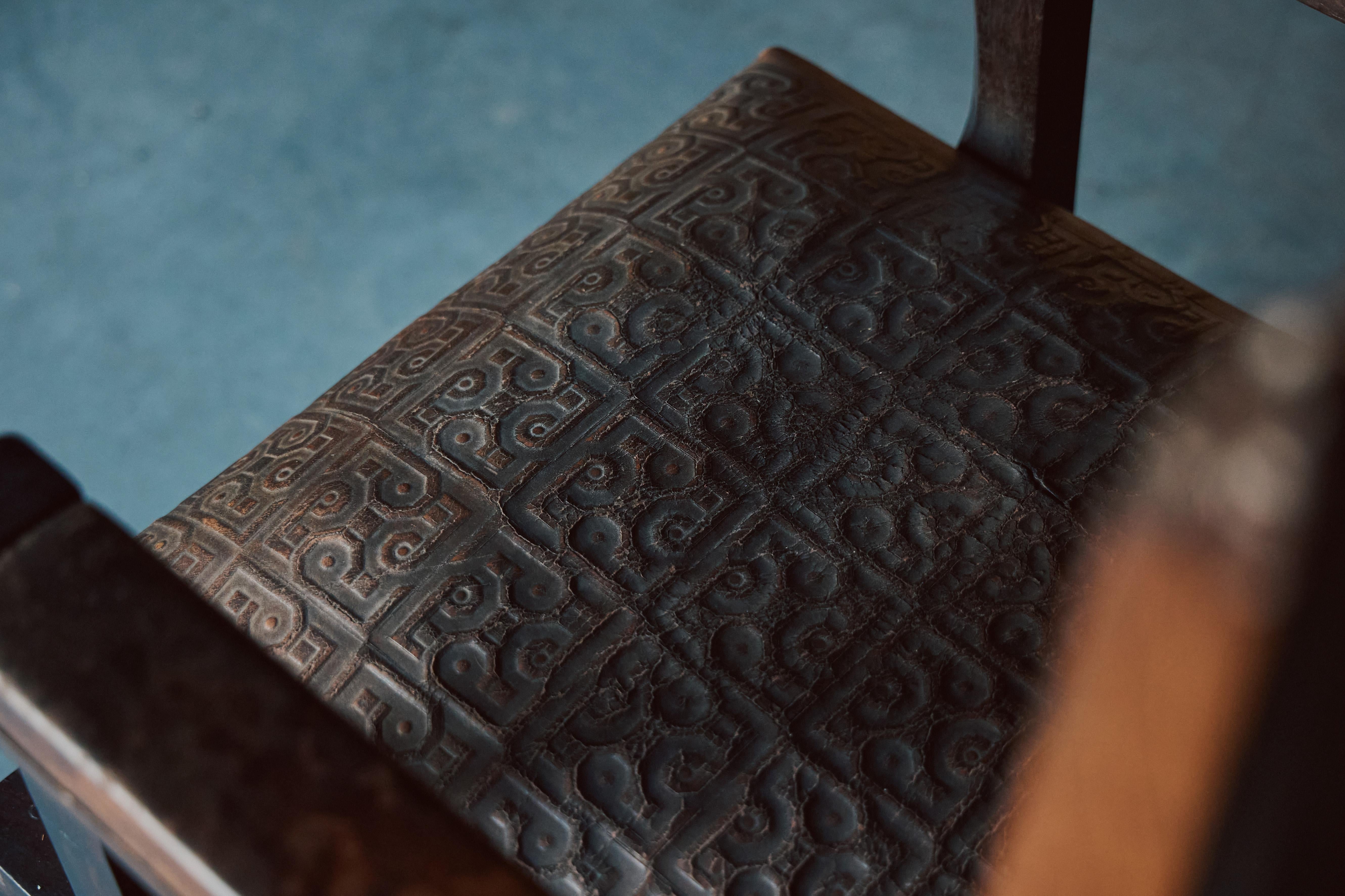 Leather Dutch Art Nouveau Amsterdamse School Armchair by Lion Cachet, 1925 For Sale