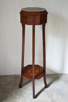 Dutch Art Nouveau Inlaid High Pedestal Table / Pot Stand, 1900s