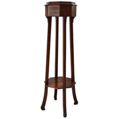 Dutch Art Nouveau Inlaid High Pedestal Table / Pot Stand, 1900s