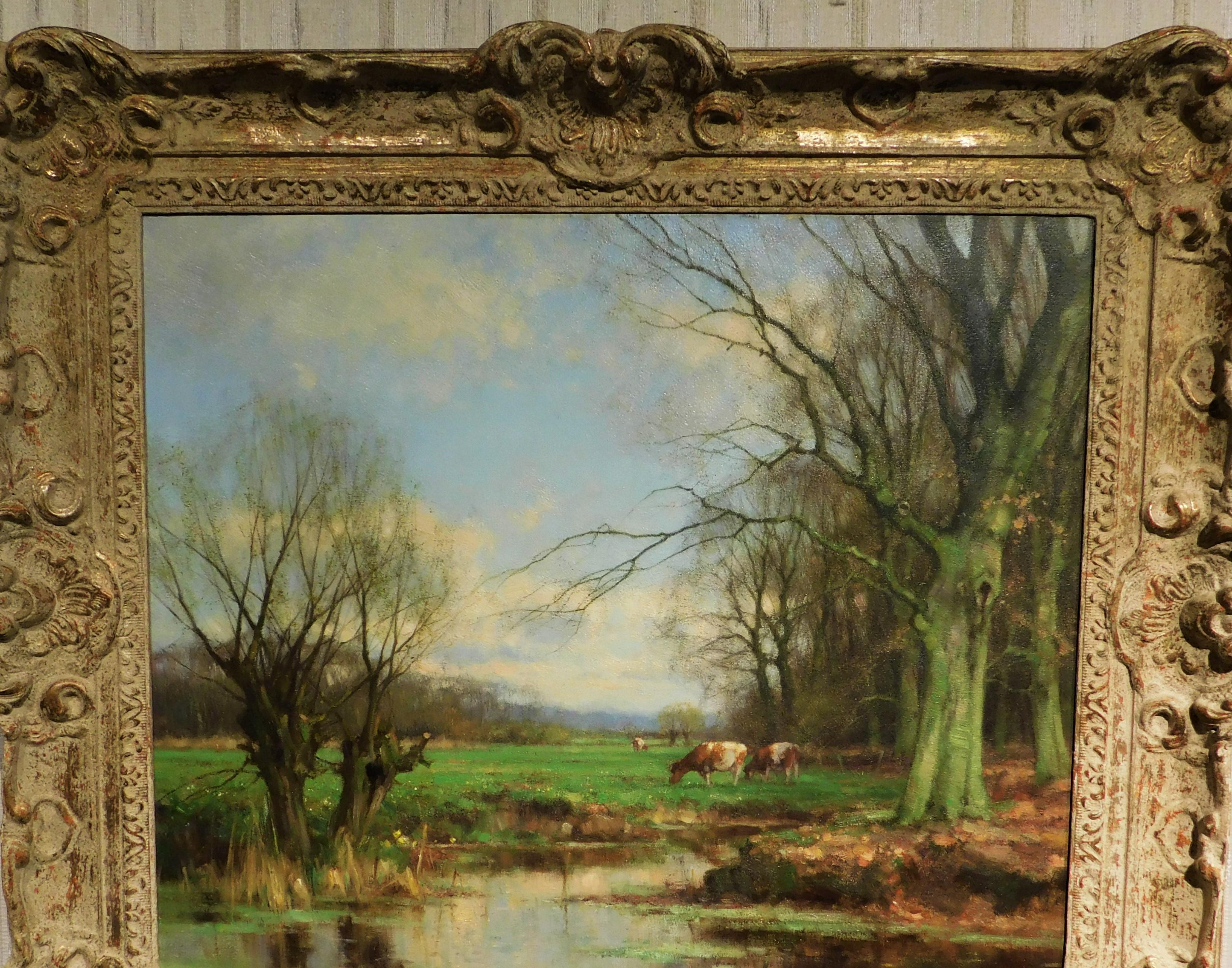 20ième siècle Paire de peintures à l'huile sur toile de l'artiste néerlandais Jan Holtrop en vente