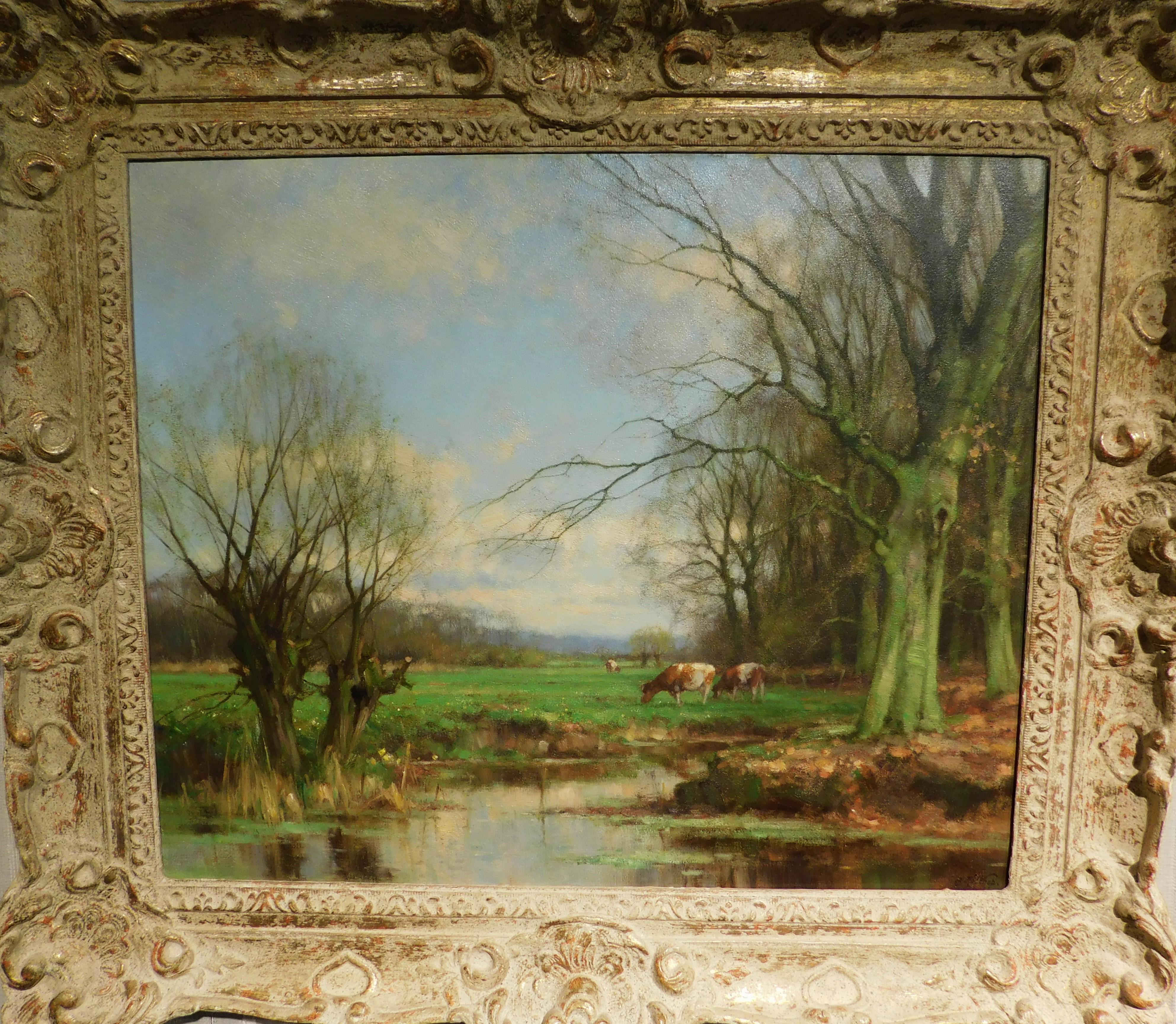 Paire de peintures à l'huile sur toile de l'artiste néerlandais Jan Holtrop en vente 1