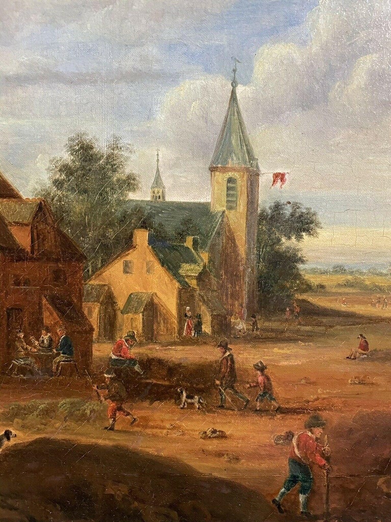 Artist/ School: Dutch School,  18th/ 19th century

Title: Dutch Village Life

Medium: oil painting on canvas, unframed

Size:   painting: 14 x 18 inches

Provenance: private UK collection

Condition: The painting is in very good and pleasing