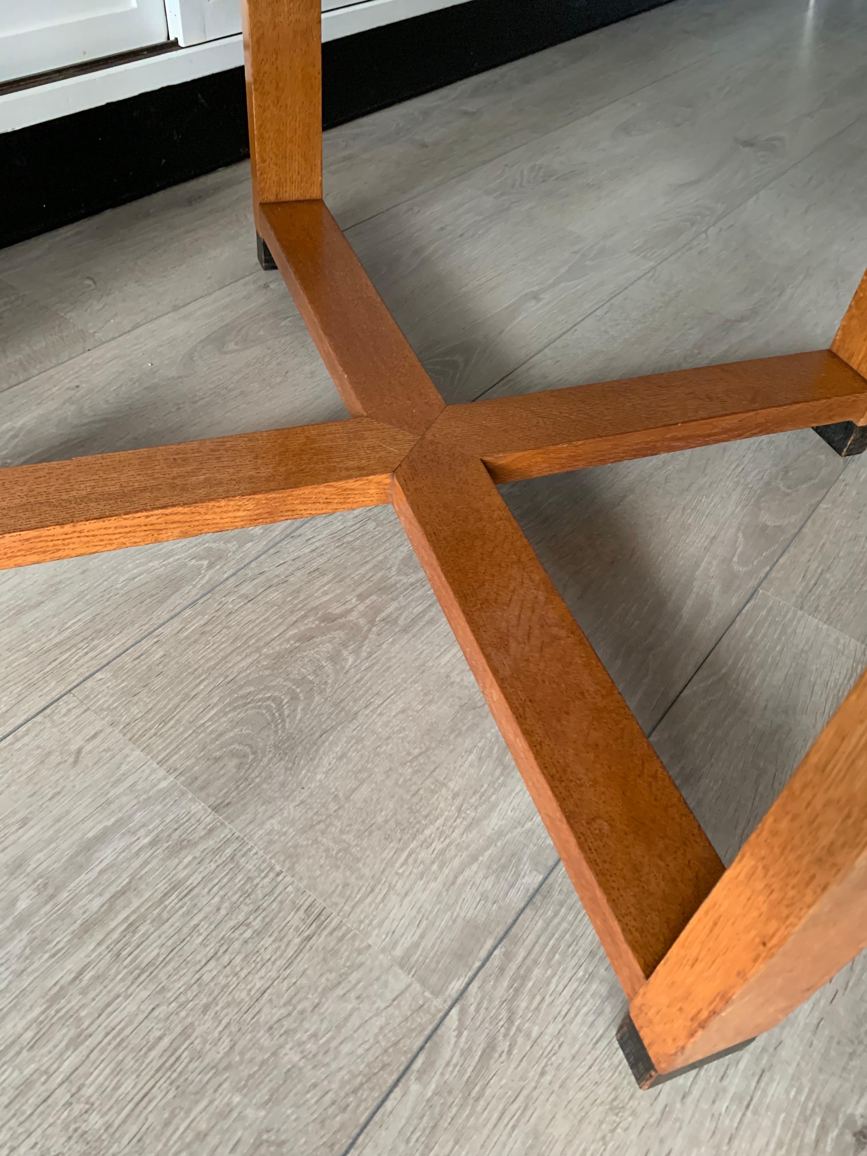 Unique Oak Coffee Table w. Stunning Coromandel Geometric Design Top For Sale 8