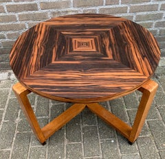 Unique Oak Coffee Table w. Stunning Coromandel Geometric Design Top
