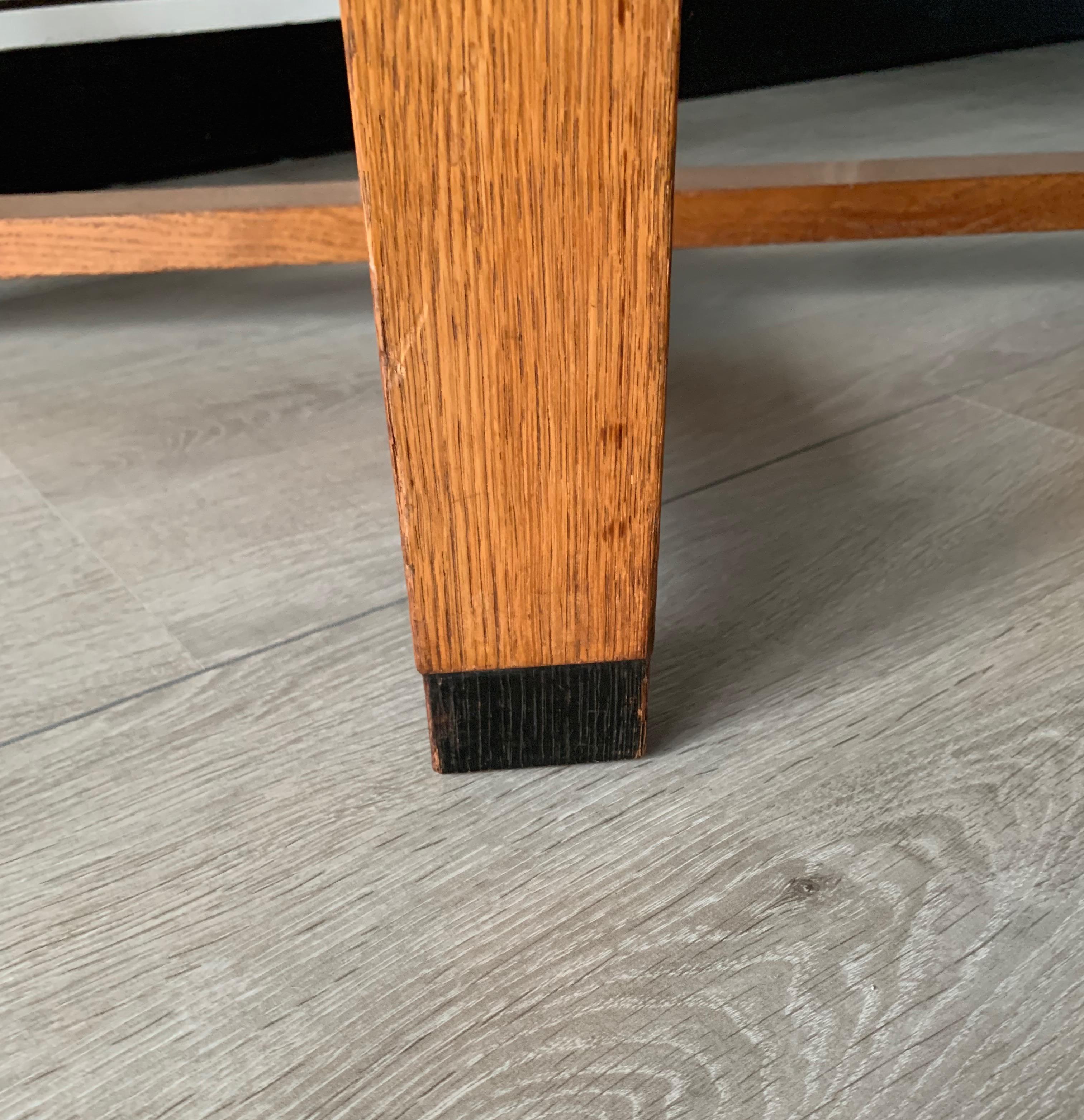 Unique Oak Coffee Table w. Stunning Coromandel Geometric Design Top For Sale 9