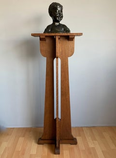 Dutch Arts & Crafts Pedestal / Sculpture Stand for Busts by Jac Van Den Bosch